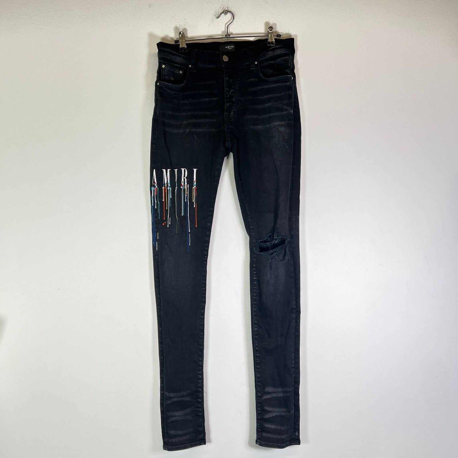 Amiri Amiri Paint Drip Core Logo Jeans | Grailed