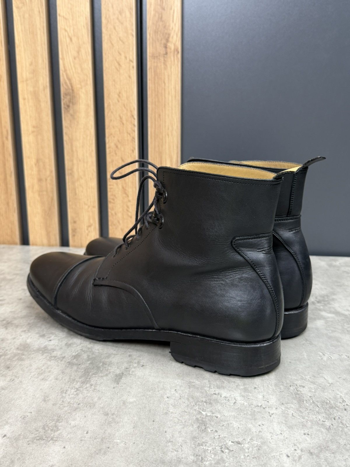 Heschung Heschung Black Leather Cap Toe Lace Up Ankle Boots Size 9 Size US 10 / EU 43 - 5 Thumbnail