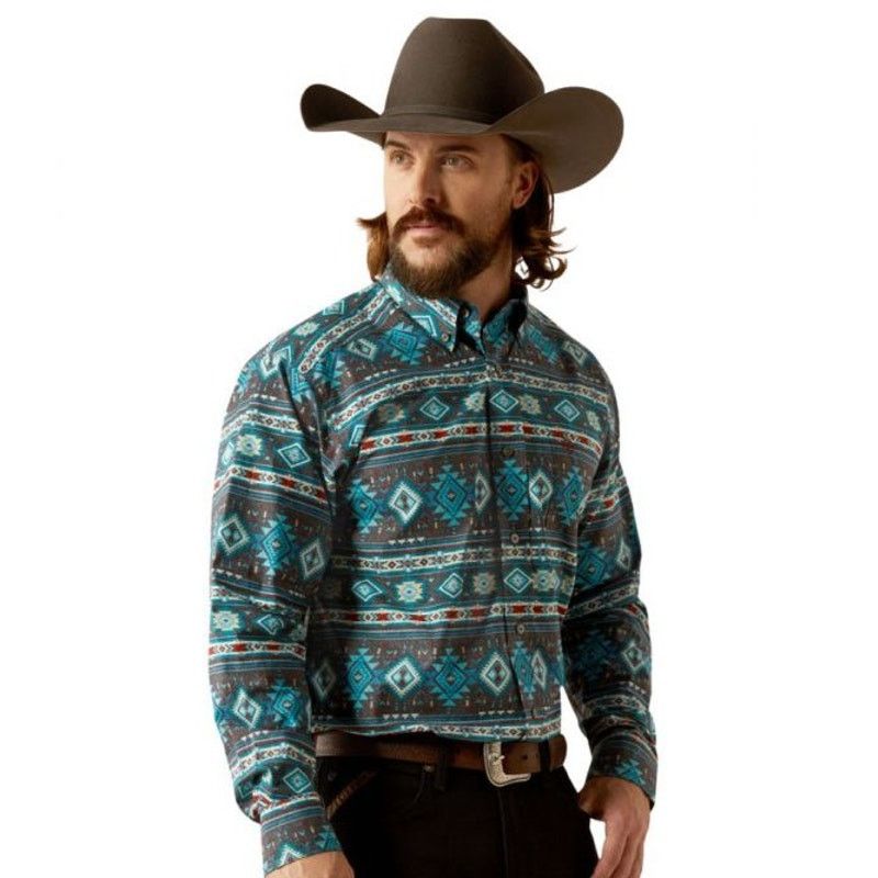 Ariat NWT ARIAT Medium Teal Prescott Classic Shirt Serape Aztec Size US M / EU 48-50 / 2 - 1 Thumbnail