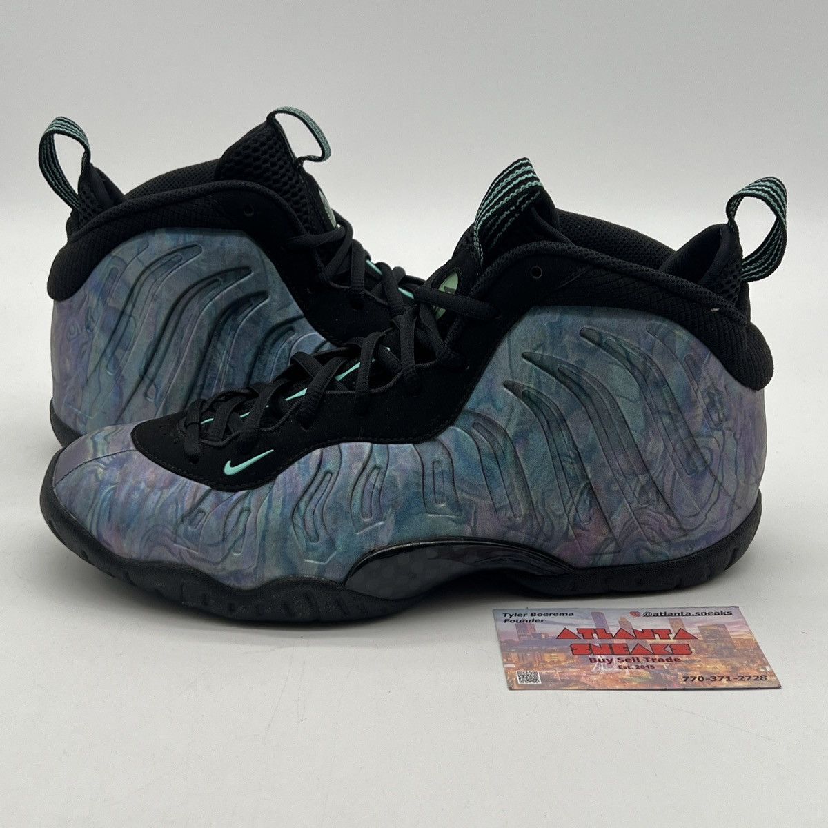 image of Nike Air Foamposite One Abalone Shoes in Blue, Men's (Size 7)