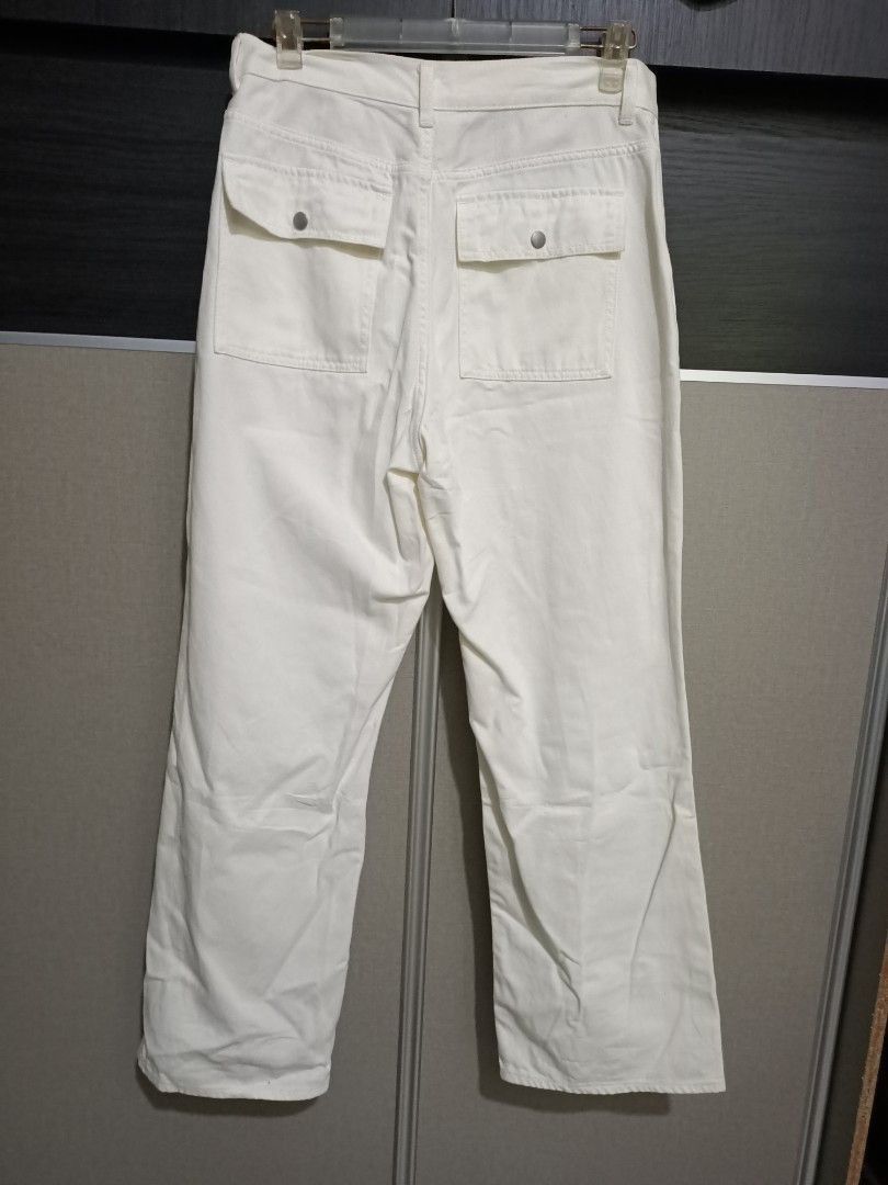 GU GU Jeans White Bush Pants Flare Workwear Japan Size US 32 / EU 48 - 4 Thumbnail
