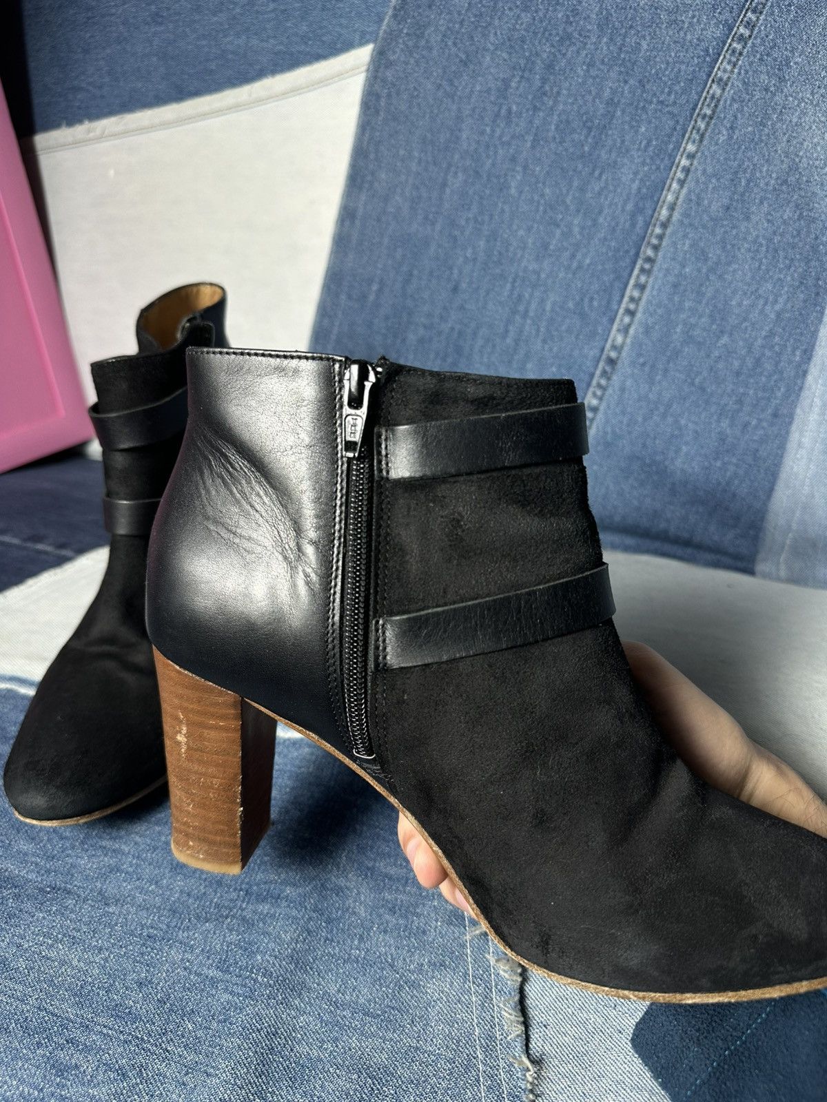Sezane Sezane Ankle Boots Suede Leather Block Heels Buckle Strap Size US 9 / IT 39 - 13 Thumbnail