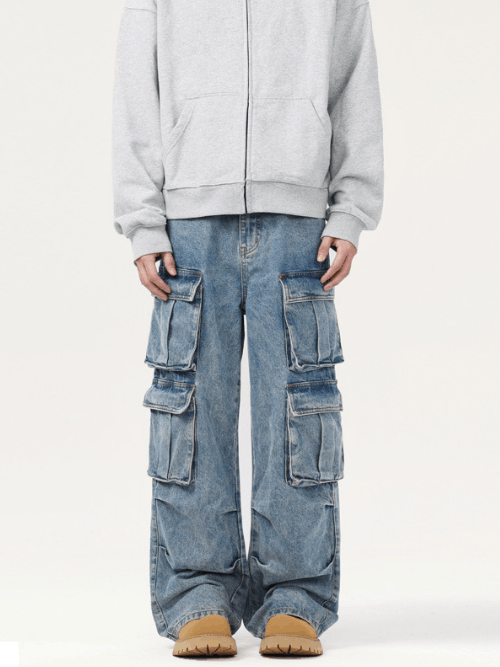 Japanese Brand American style high street washed multi-pocket cargo jeans Size US 32 / EU 48 - 1 Thumbnail