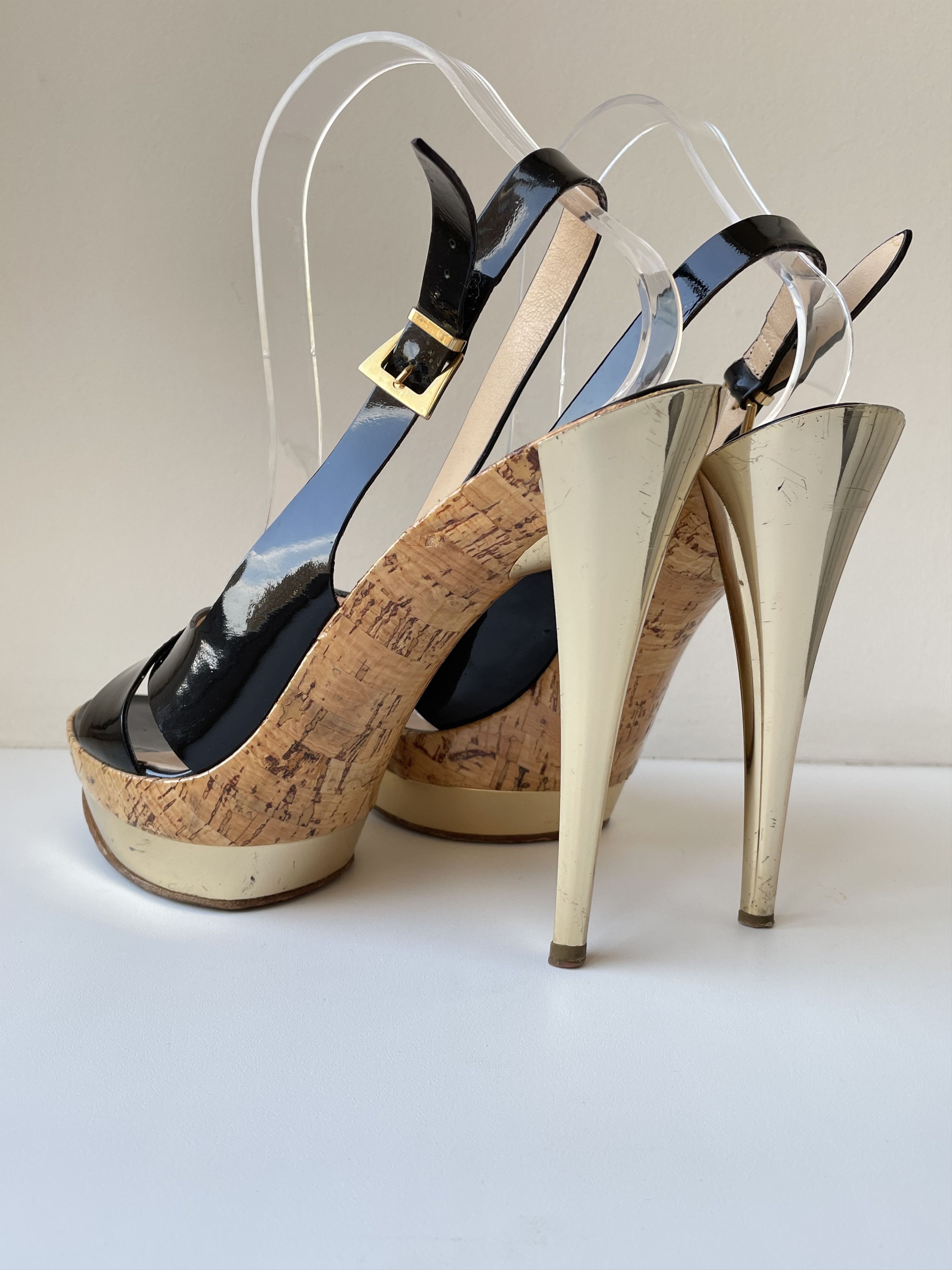 Casadei EUC Casadei 40 Women Platform Sandals Metal Heel Size US 10 / IT 40 - 3 Thumbnail