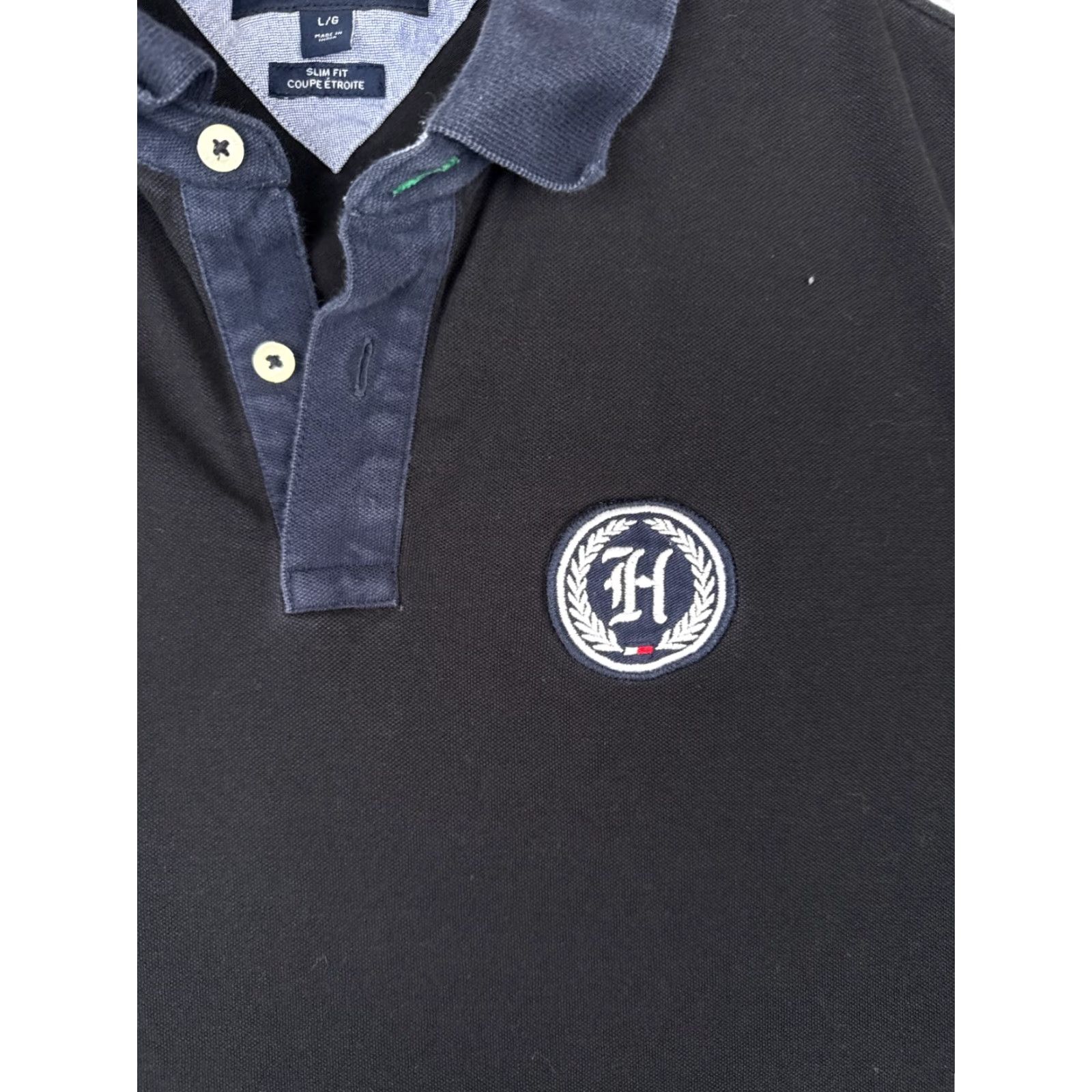 Tommy Hilfiger Tommy Hilfiger Polo Shirt Men Large Black Cotton Crest Short Sleeve Slim Crest Size US L / EU 52-54 / 3 - 6 Thumbnail