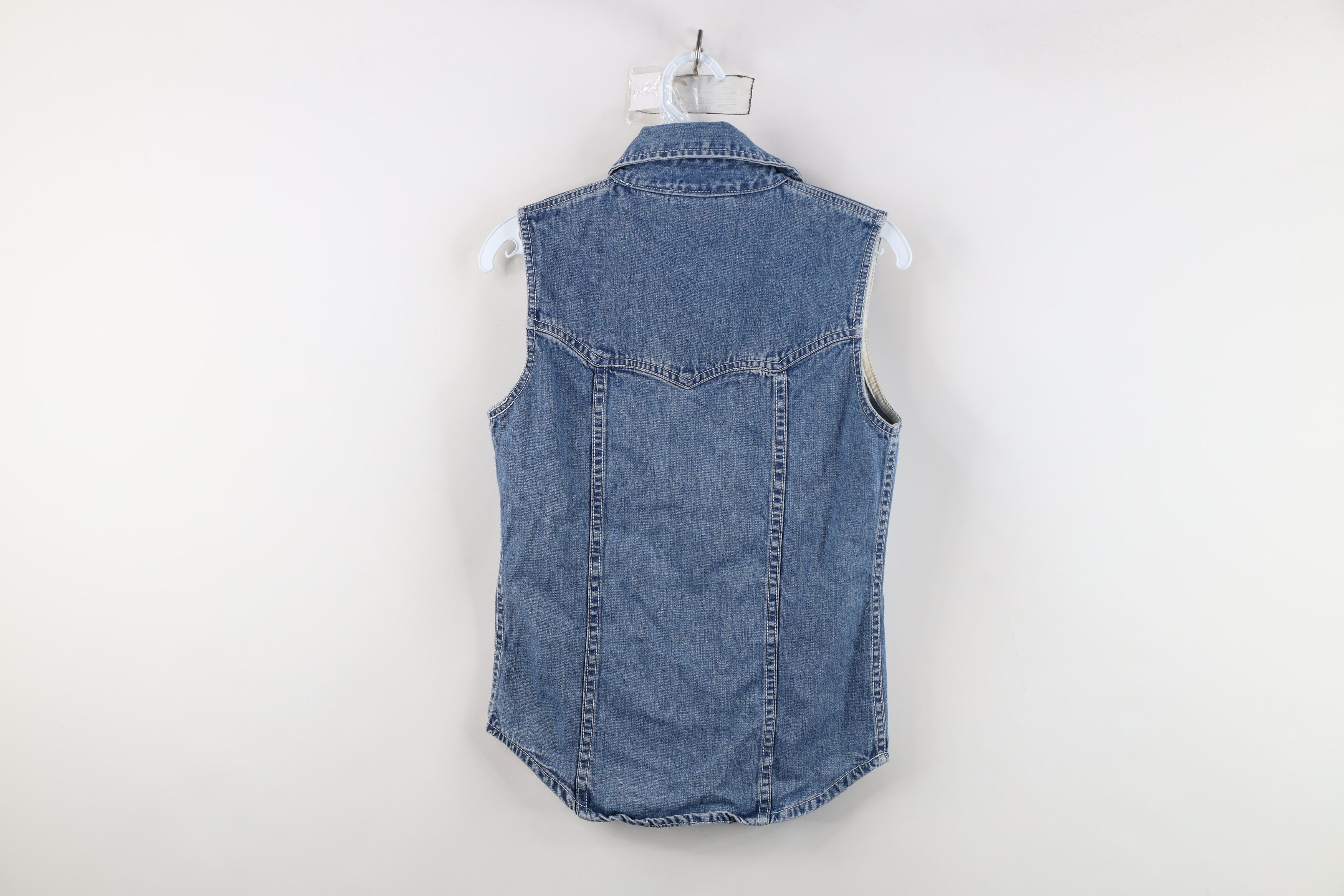 DKNY Vintage 90s DKNY Sleeveless Western Denim Jean Button Shirt Size S / US 4 / IT 40 - 13 Thumbnail
