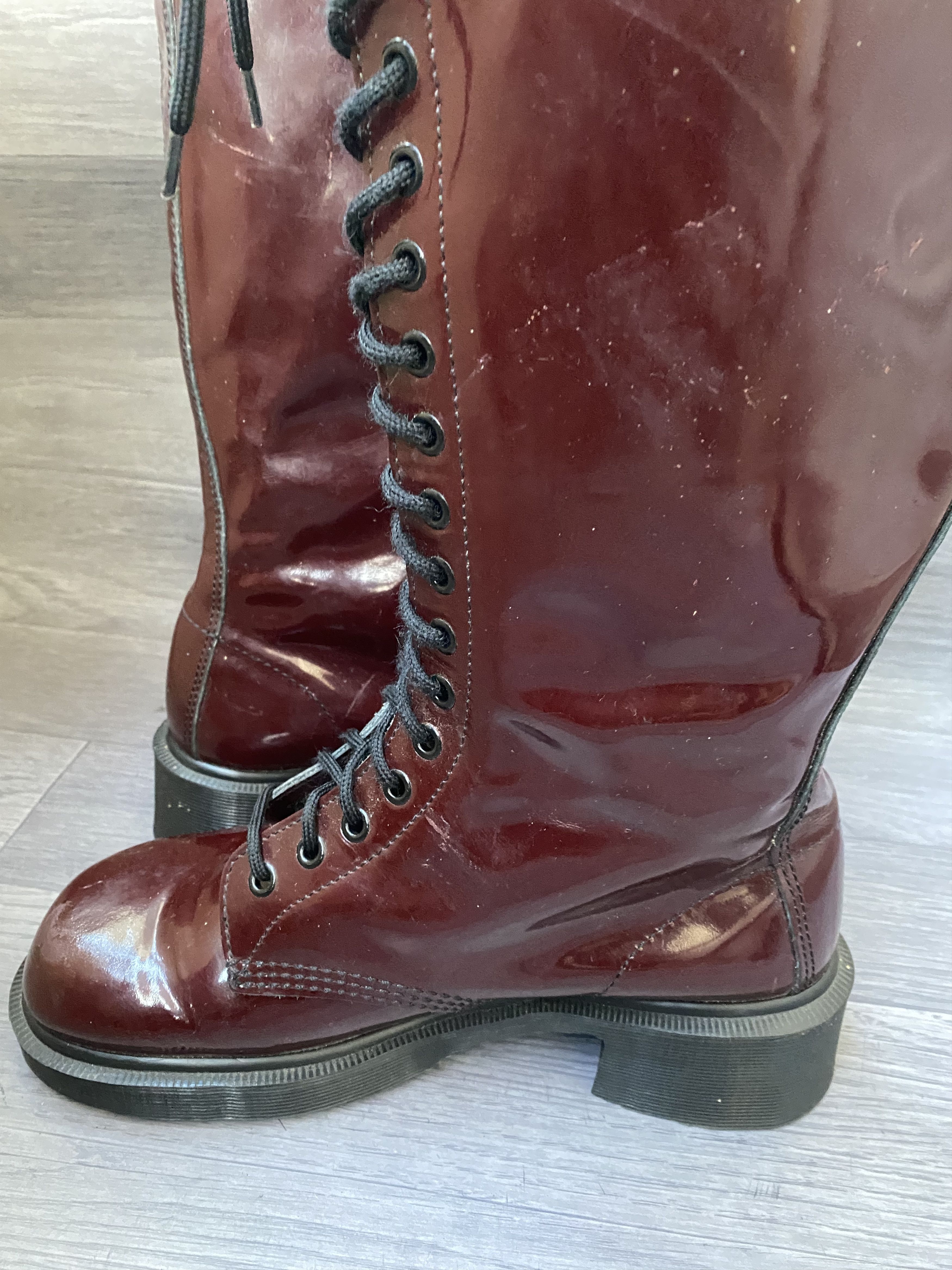 Vintage dr marten long riding maroon boots