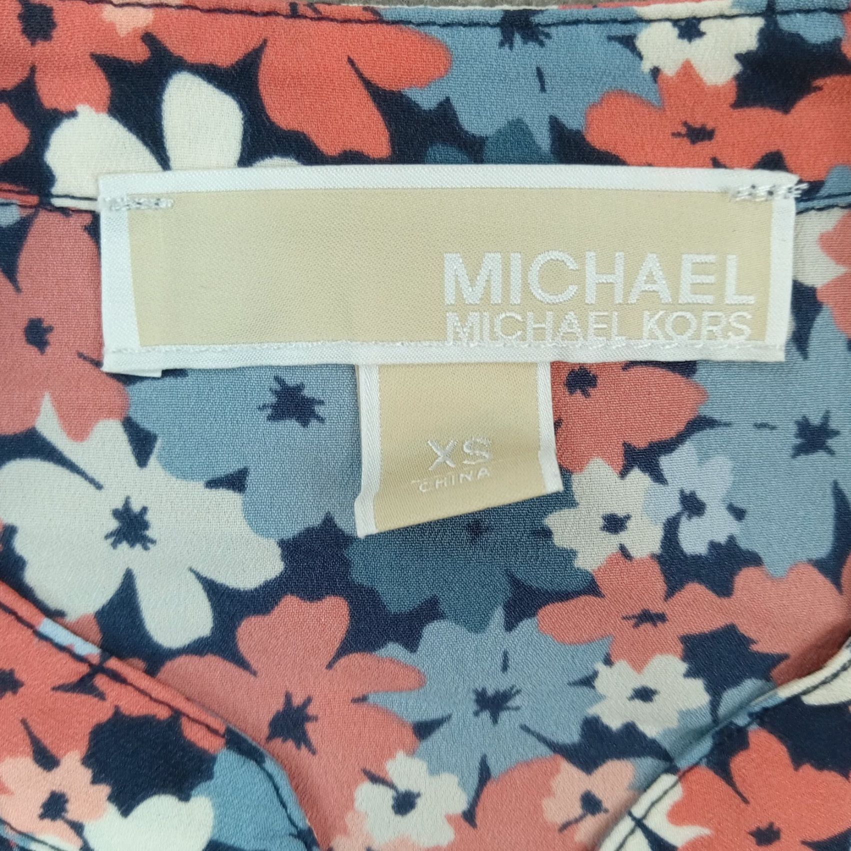 Michael Kors Michael Kors Womens Blue Floral Blouse Cold Shoulder XS Polyester Size XS / US 0-2 / IT 36-38 - 5 Thumbnail