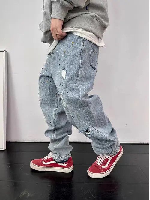 VIBE Splashed street hip-hop ripped jeans with small hems Size US 30 / EU 46 - 4 Thumbnail
