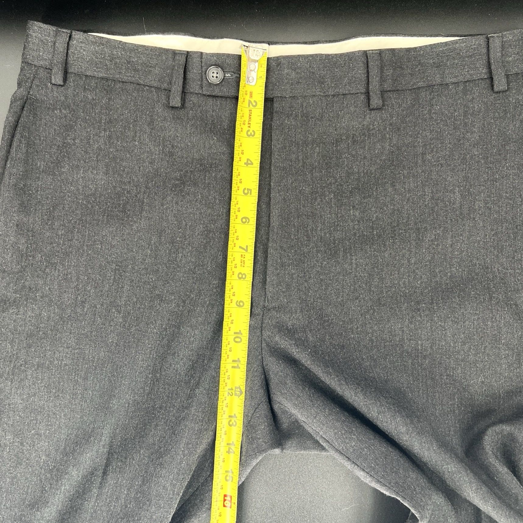 Ralph Lauren Lauren Ralph Lauren Dress Pants Mens 35x31 Charcoal Gray 100% Wool Slim Flat Front Zip Inseam 31 in Regular Color Gray Mens Dress Pants Size US 35 - 7 Thumbnail