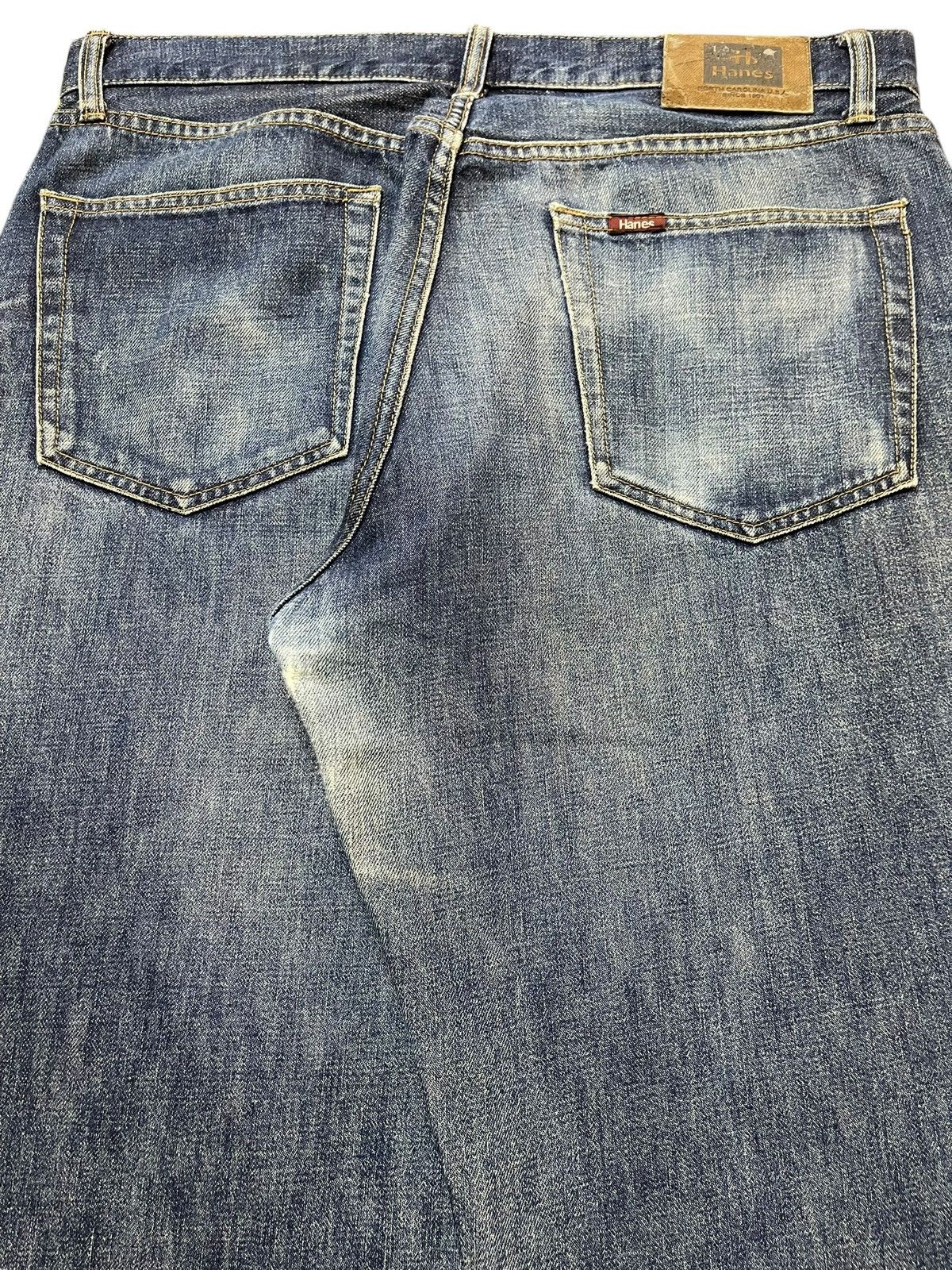 Hanes Vintage 90s Hanes Faded Wash Distressed Style Baggy Jeans Size US 35 - 6 Thumbnail
