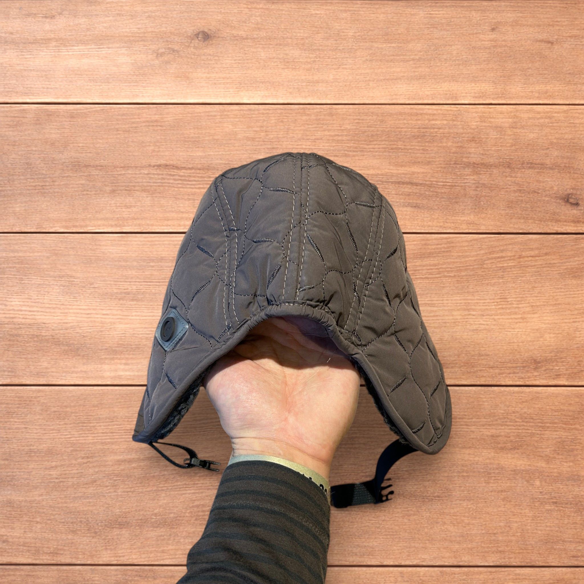 Japanese Brand Russian Trapper Korean padded fluffy hat cap in grey/blue. Size ONE SIZE - 7 Thumbnail