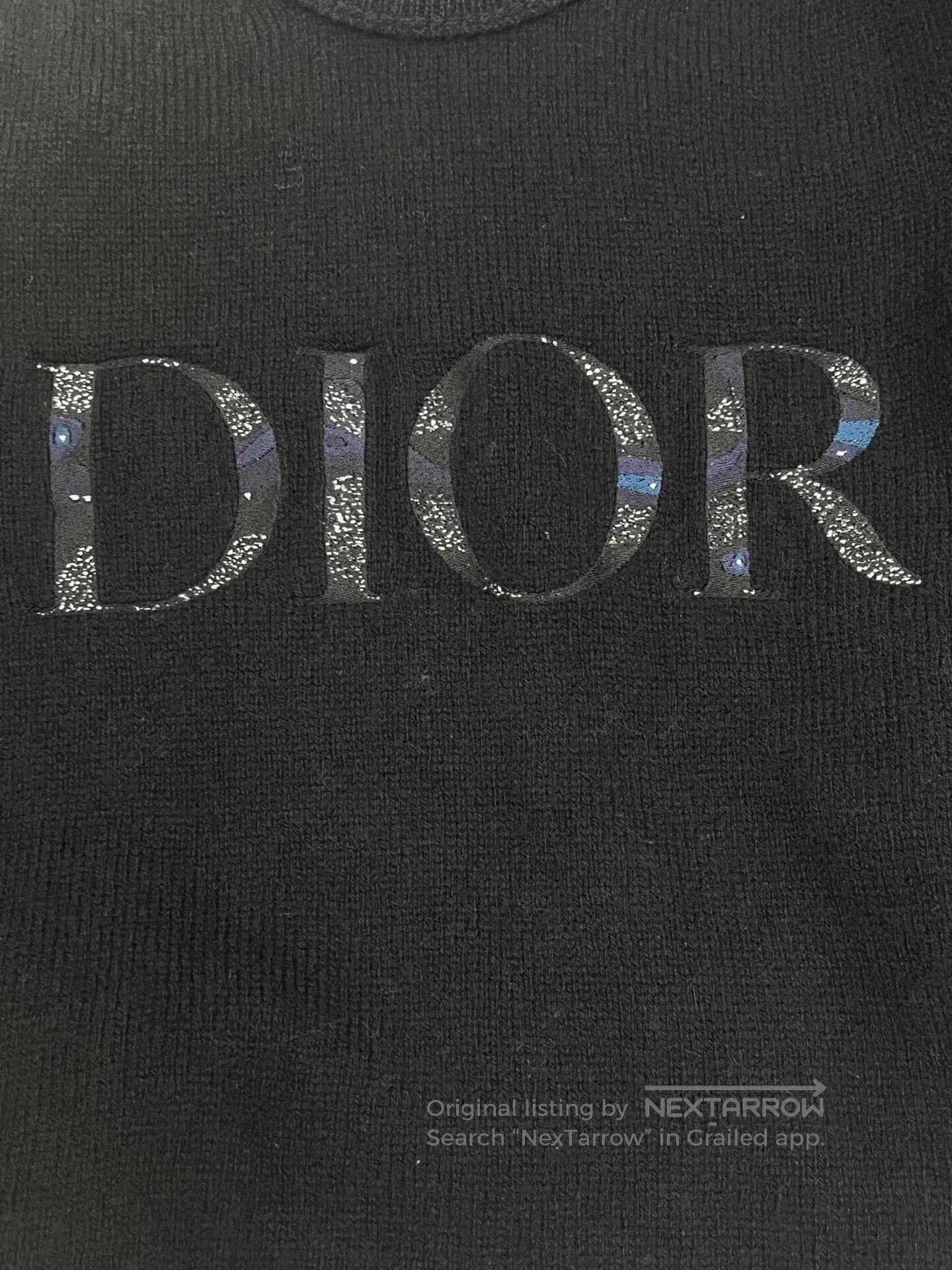 Dior black logo embroidered crew neck sweater. Size US M / EU 48-50 / 2 - 3 Thumbnail