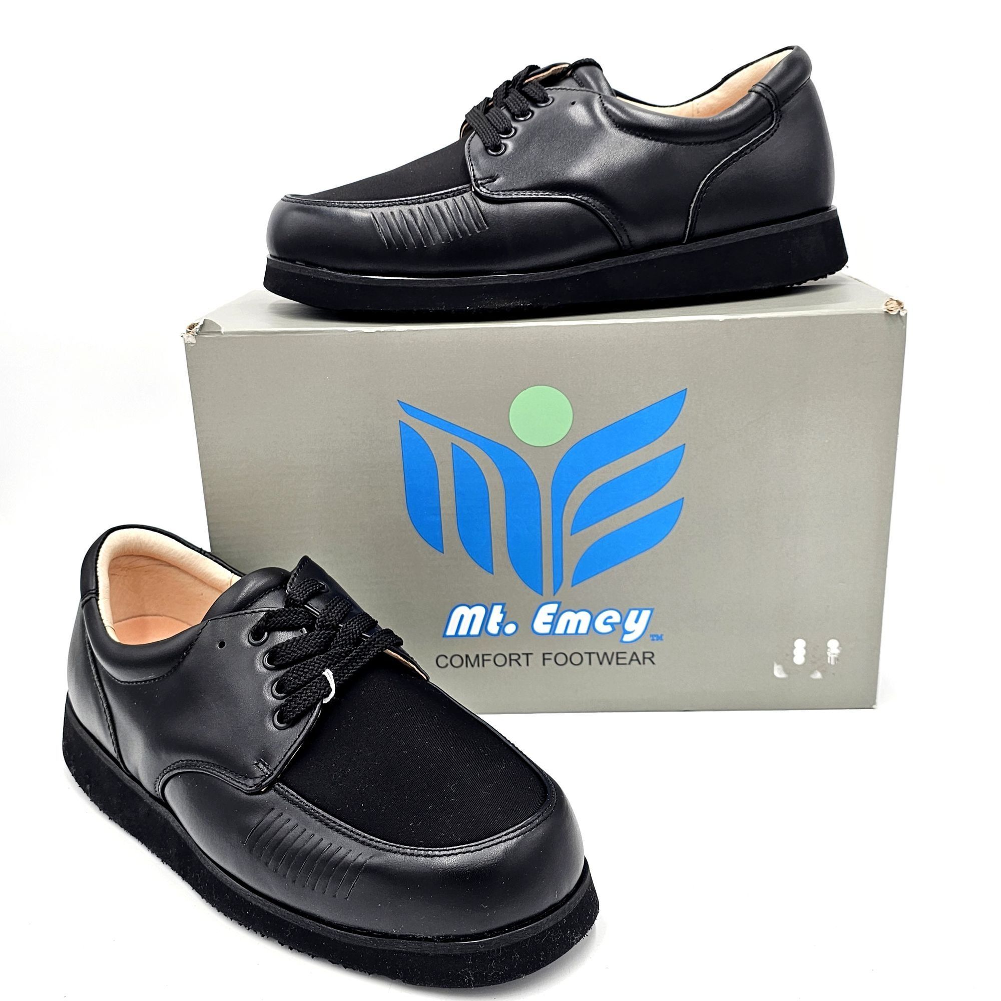 image of New Mt. Emey 708 Mens Size 11D Black Leather Bunion Comfort Shoes