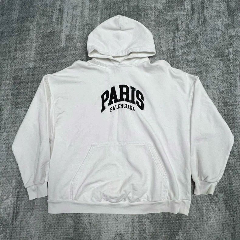 Balenciaga White Soccer Paris Exclusive Zipped Cotton Hoodie | Grailed