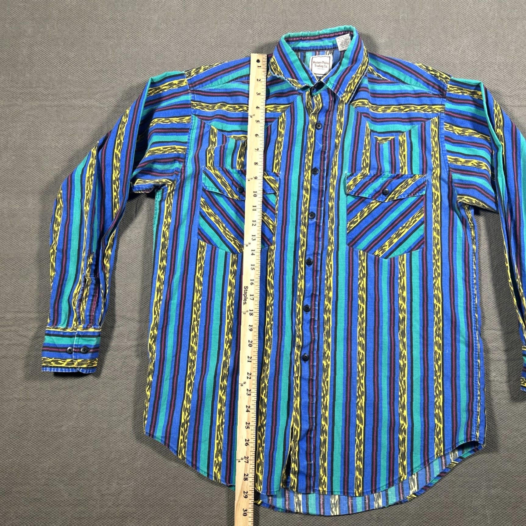 CO Western Plains Trading Co Aztec Brushpopper Shirt Mens Button Up Long Sleeve M Multicolor Cotton Geometric Western All Seasons Pockets Mens Size US M / EU 48-50 / 2 - 7 Thumbnail