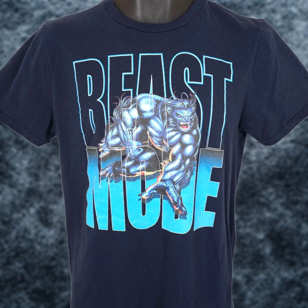 Vintage Beast Mode T Shirt Mens Small Blue X Men Marvel Hank McCoy Superhero Shirt Size US S / EU 44-46 / 1 - 1 Thumbnail