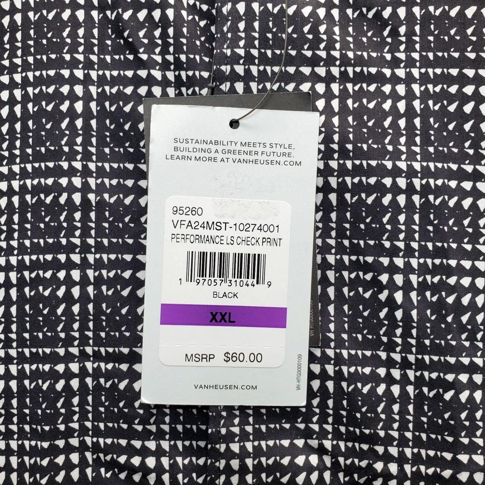 Van Heusen Van Heusen Mens XXL Multi Check Print Golf Shirt Slim Fit Button-Up Casual Size US XXL / EU 58 / 5 - 6 Thumbnail