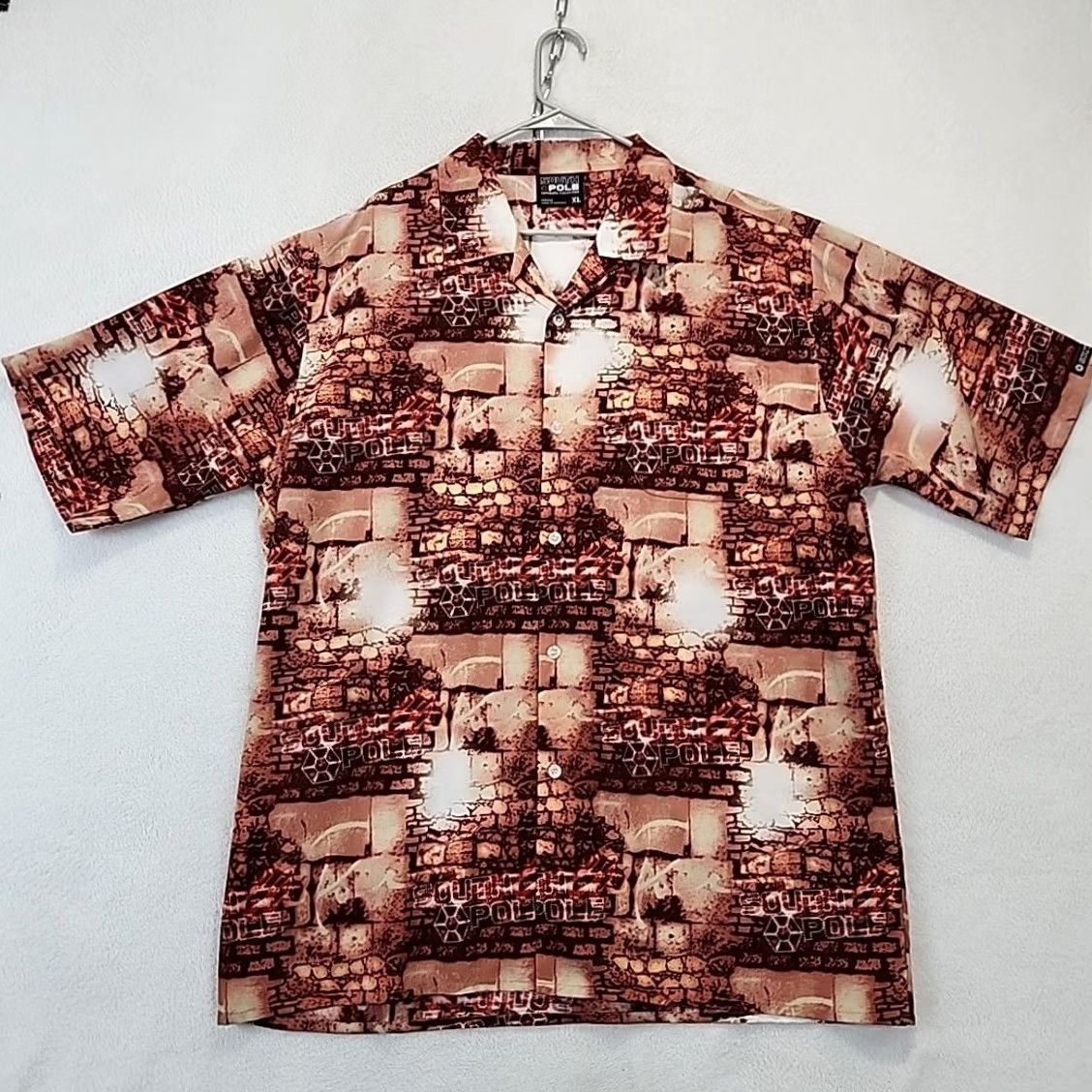 Southpole VINTAGE SOUTHPOLE Shirt Men’s XL Red Bricks Graffiti Y2K Short Sleeve Beach Vacation Size US XL / EU 56 / 4 - 5 Thumbnail