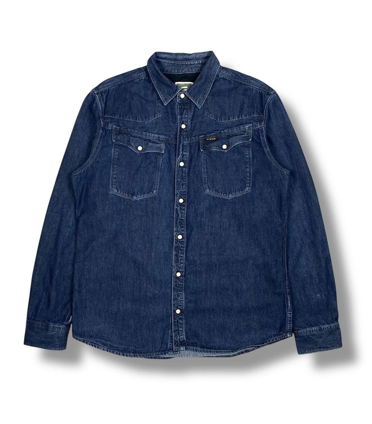 G-Star RAW Denim Western Shirt Blue Snap Button Tailor Shirt