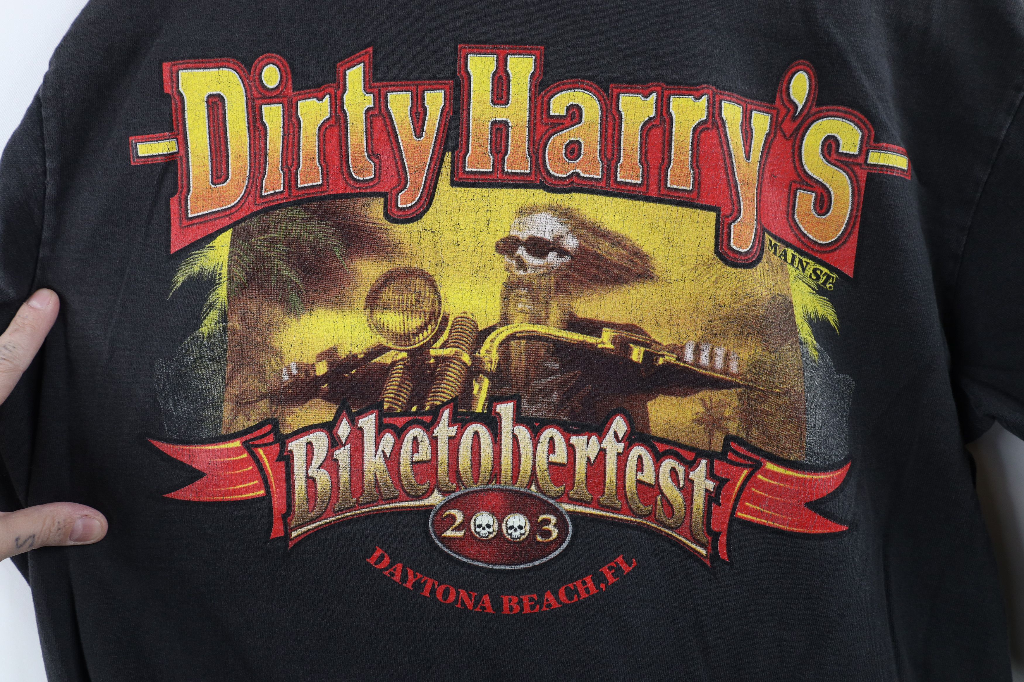 Vintage Vintage Y2K 2003 Harrys Skull Motorcycle Long Sleeve T-Shirt Size US M / EU 48-50 / 2 - 10 Thumbnail