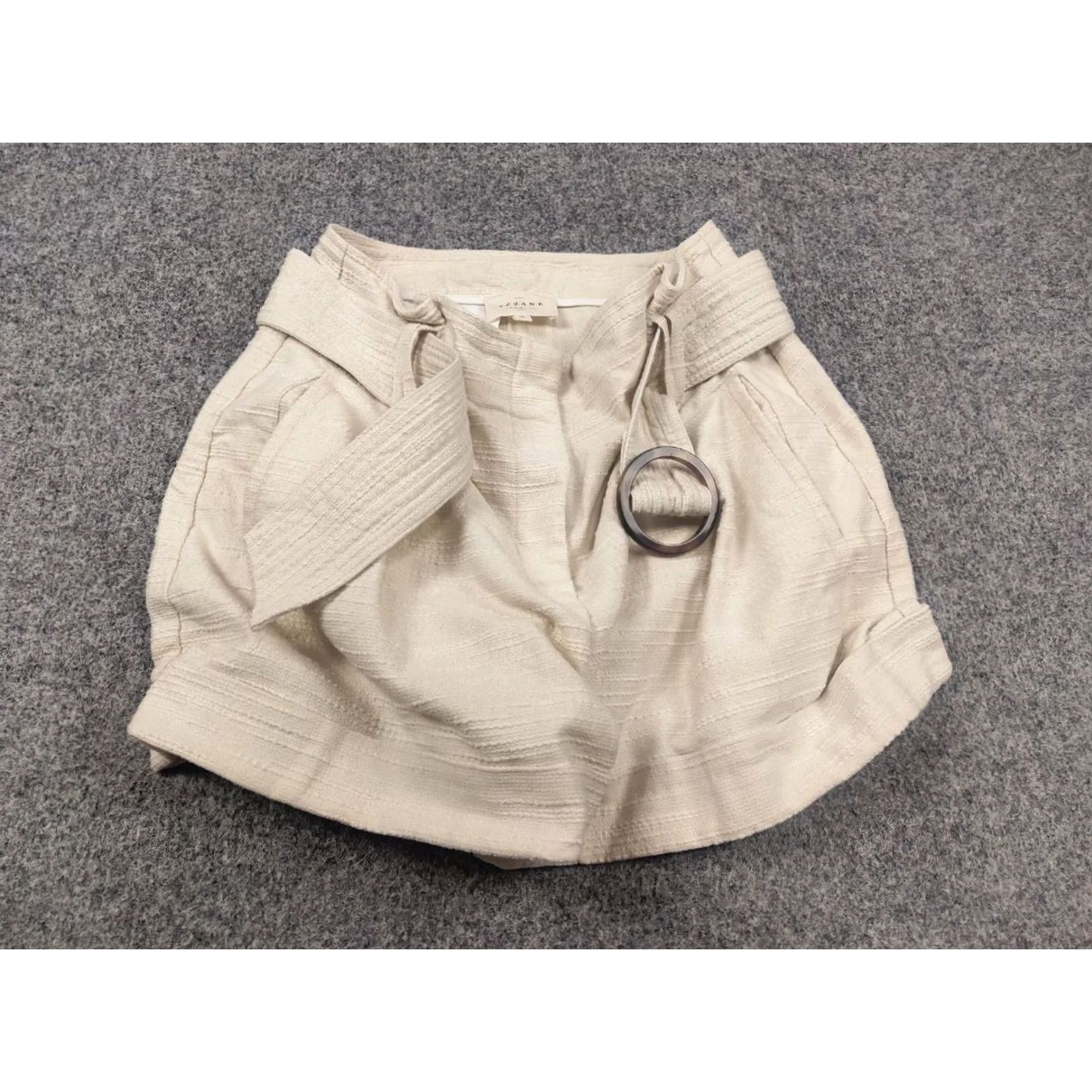 Vintage Sezane Design Rome Beige Woven Belted Cuff Shorts High-rise Size 28" / US 6 / IT 42 - 5 Thumbnail