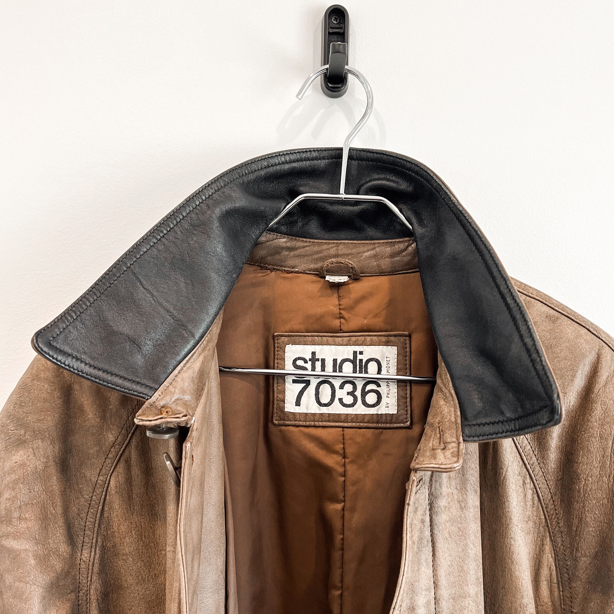 Vintage Super Rare VTG Studio 7036 Leather Western Long Coat Jacket Size US L / EU 52-54 / 3 - 5 Thumbnail