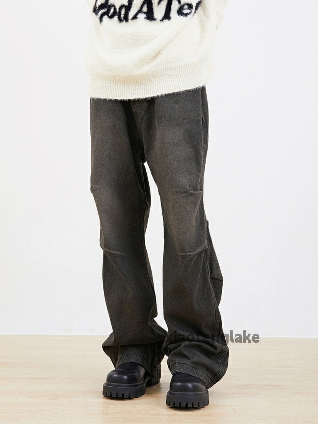 Jean × Vintage washed faded cleanfit pleated loose baggy jeans Size US 32 / EU 48 - 2 Thumbnail