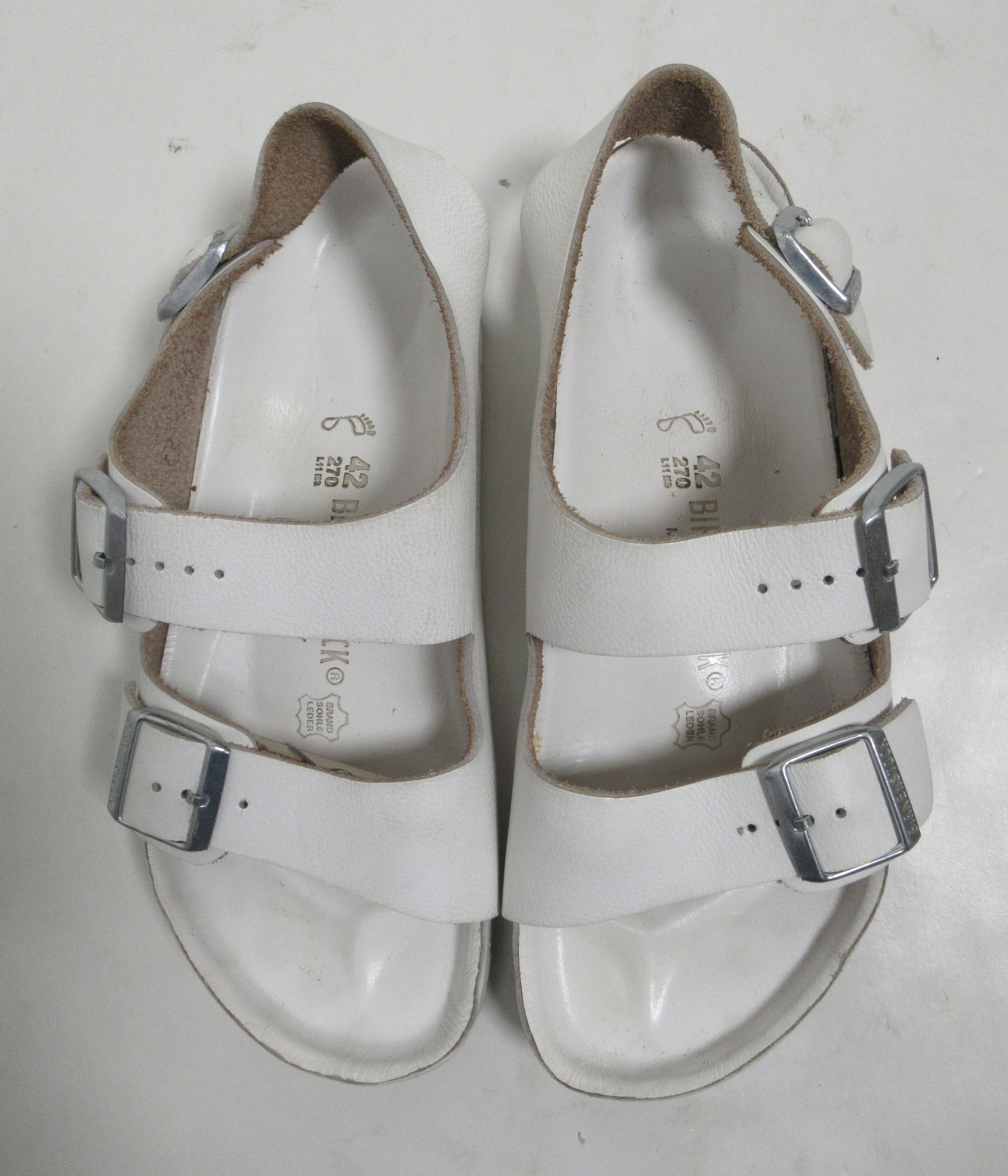 Birkenstock Birkenstock Milano Buckle Leather Sandals White 9 US M Size US 9 / EU 42 - 2 Thumbnail