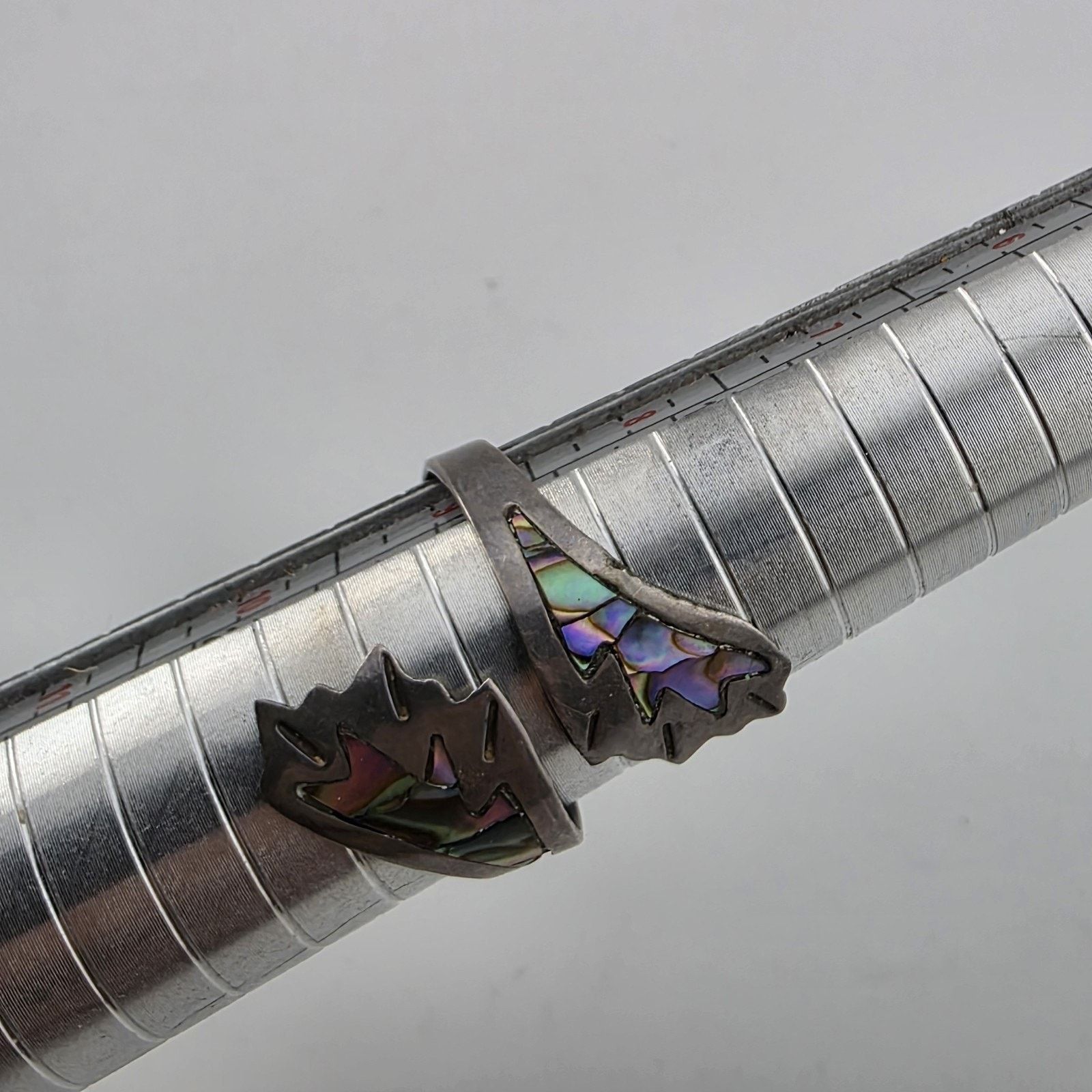 Other STERLING SILVER Ring ABALONE BYPASS 8 SIGNED APS MEXICAN Size ONE SIZE - 3 Thumbnail