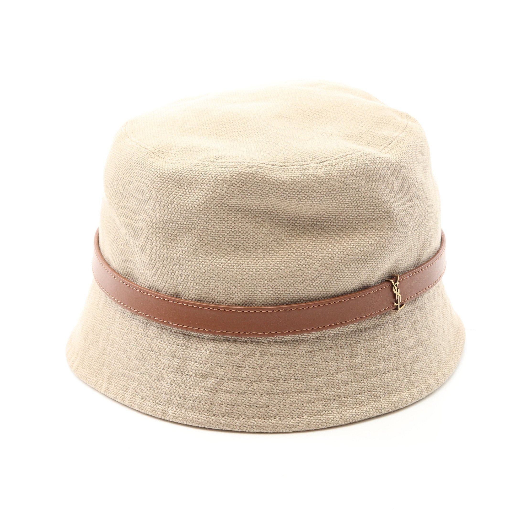Yves Saint Laurent Yves Saint Laurent Bucket Hat Canvas Leather Beige Brown Size ONE SIZE - 1 Thumbnail