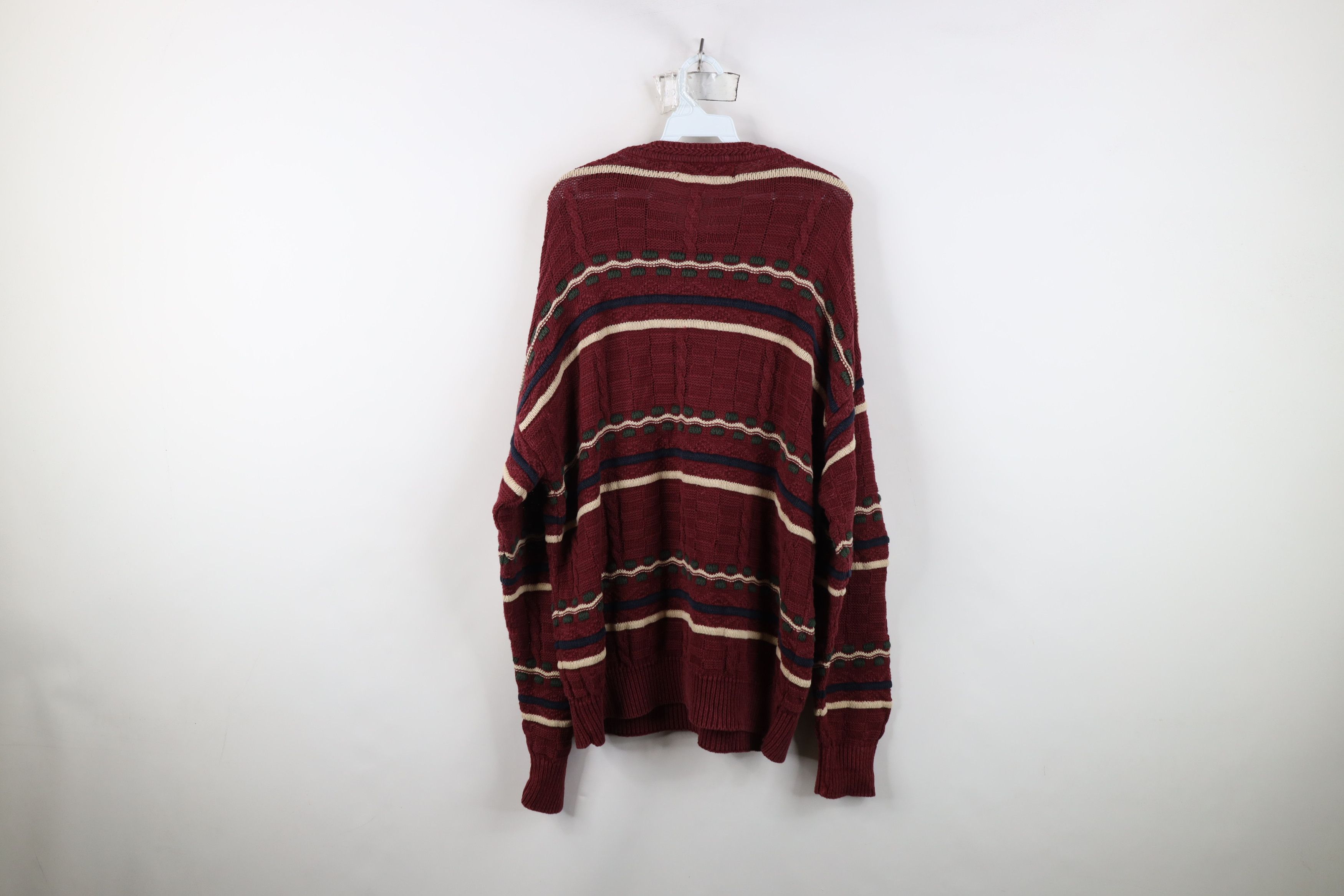 Vintage Vintage 90s Streetwear Ribbed Cable Knit Striped Sweater Size US L / EU 52-54 / 3 - 9 Thumbnail