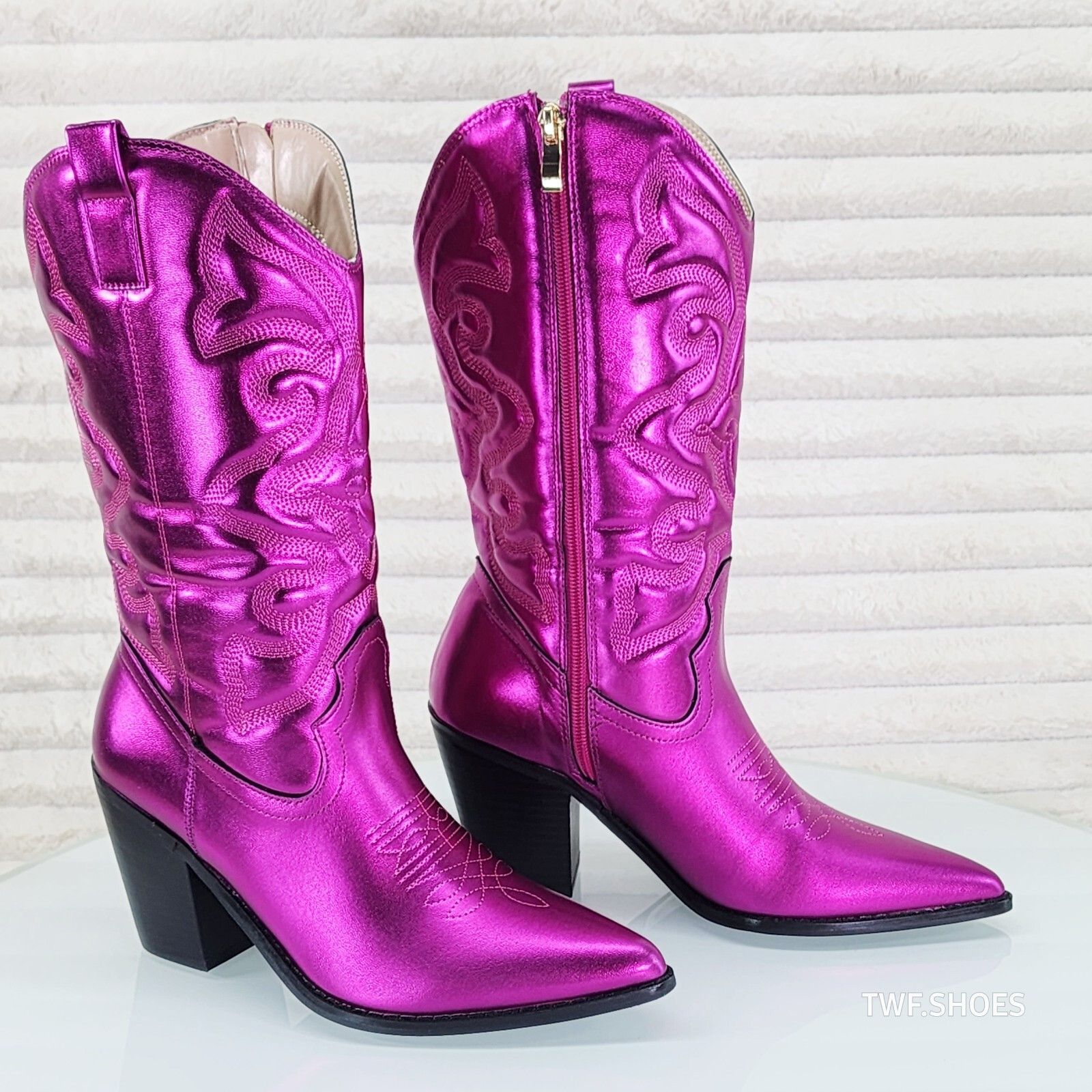 Other Electric Mid Calf Cowboy Metallic Matte Western Cowgirl Boot Size US 8.5 / IT 38.5 - 1 Thumbnail