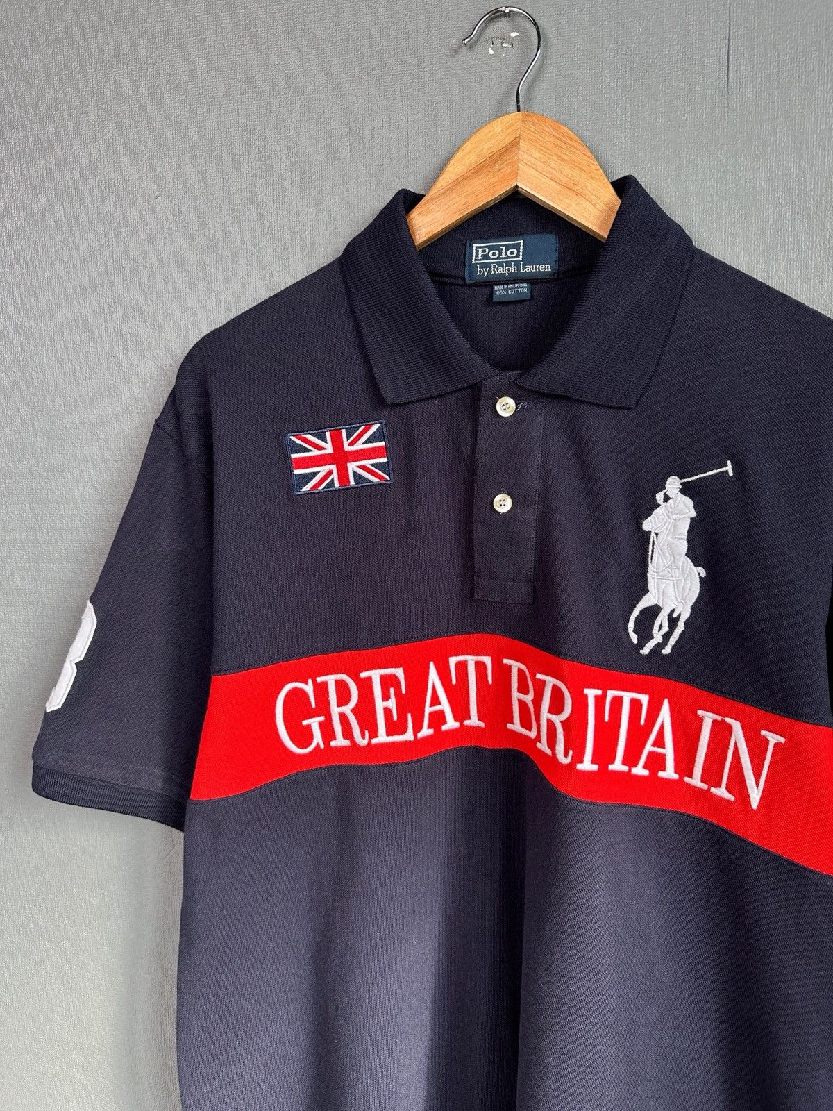 Polo Ralph Lauren POLO RALPH LAUREN GREAT BRITAIN Big Logo Polo Shirt Vintage Size US XL / EU 56 / 4 - 3 Thumbnail