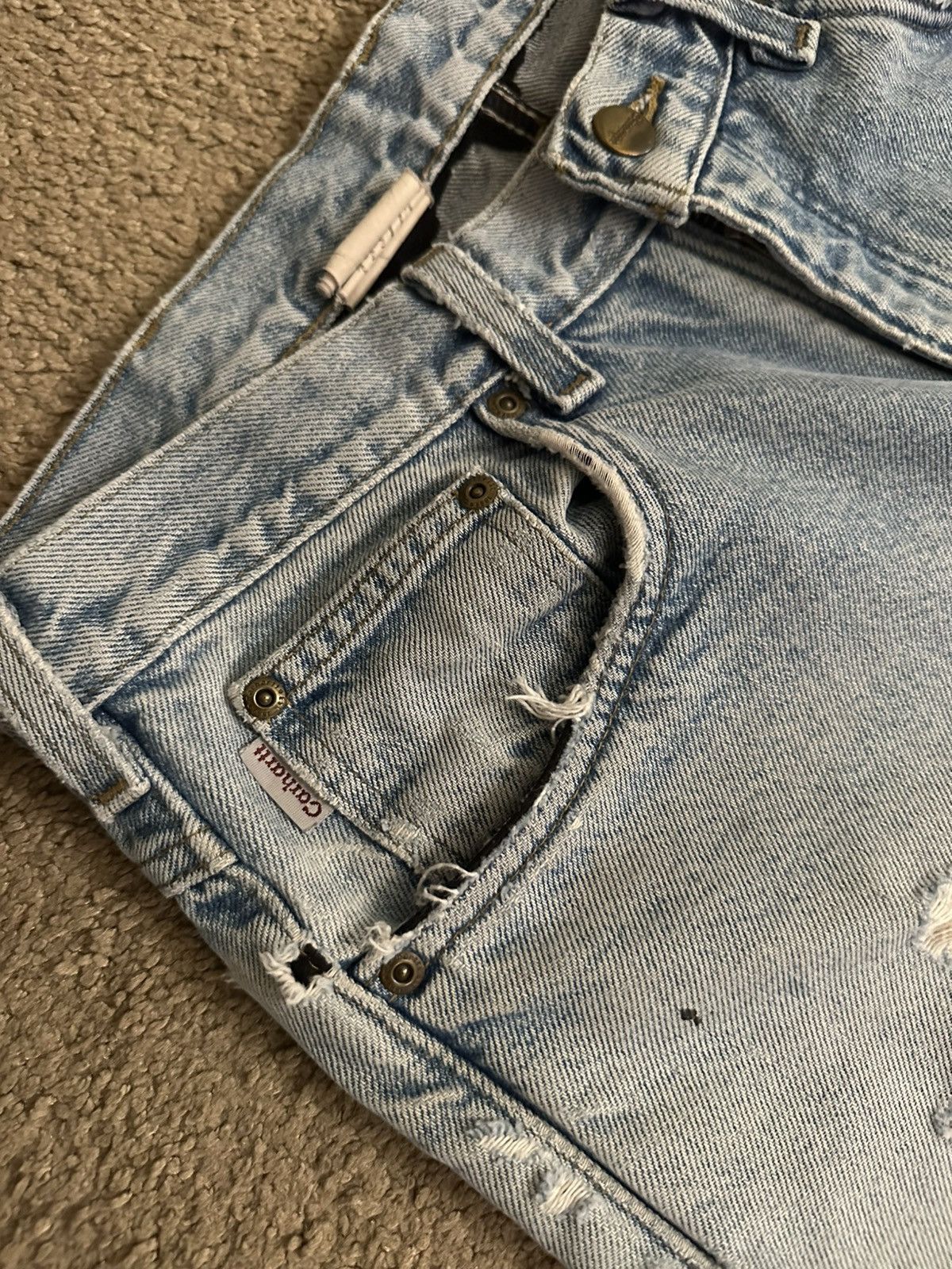 Carhartt × Vintage Vintage Custom Carhartt Distressed Workwear Denim 32x30 Size US 30 / EU 46 - 4 Thumbnail