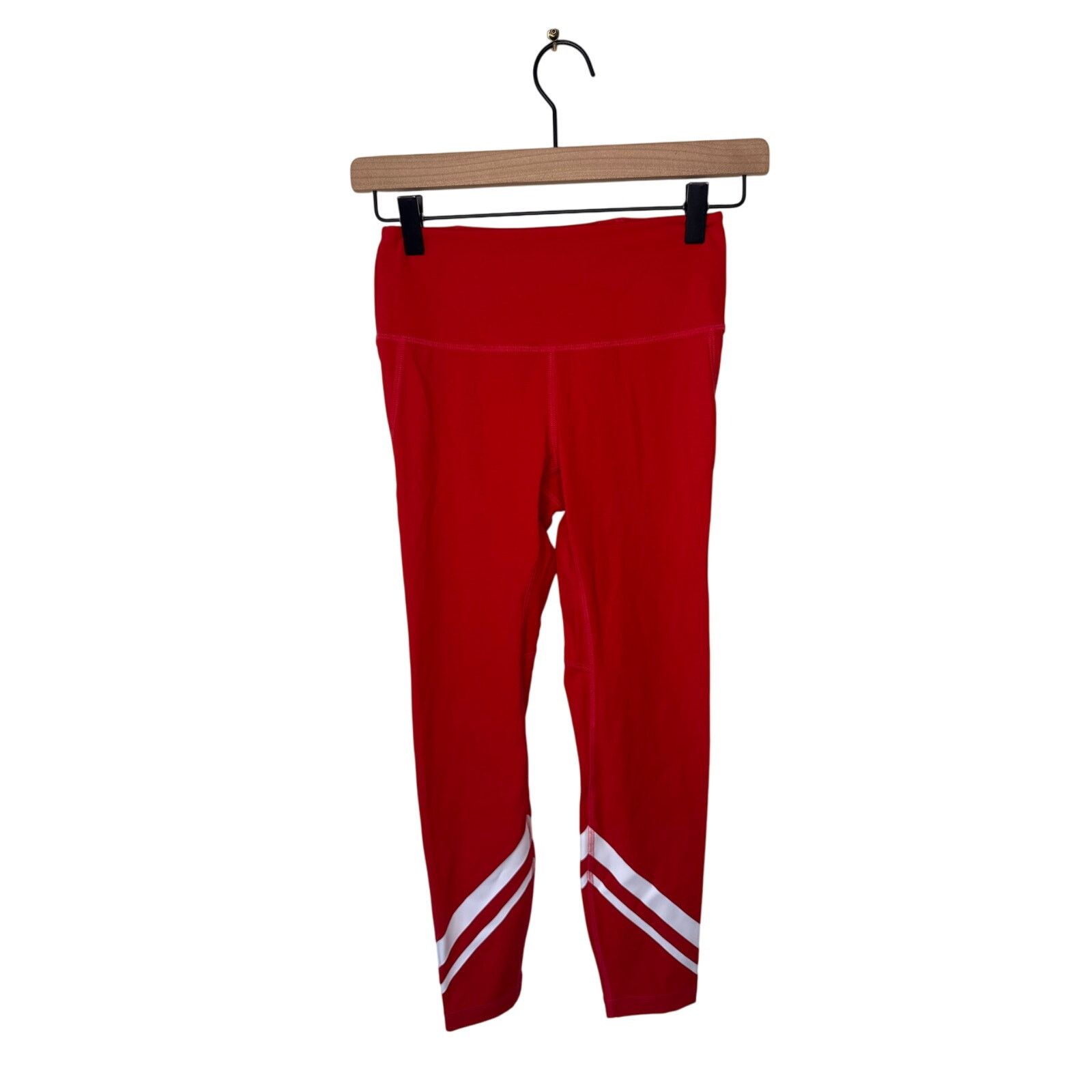 Tory Burch TORY BURCH Cropped Chevron Athletic Leggings Red White Size 27" / US 4 / IT 40 - 2 Thumbnail