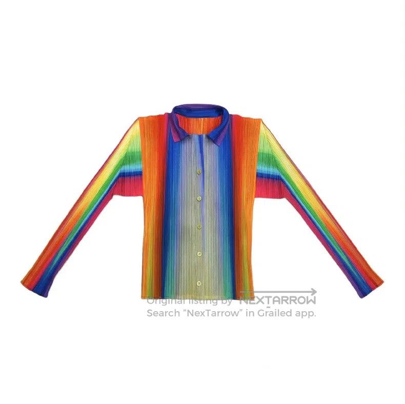 Issey Miyake Issey Miyake Aurora Rainbow Button Long Sleeve Shirt Size L / US 10 / IT 46 - 1 Thumbnail