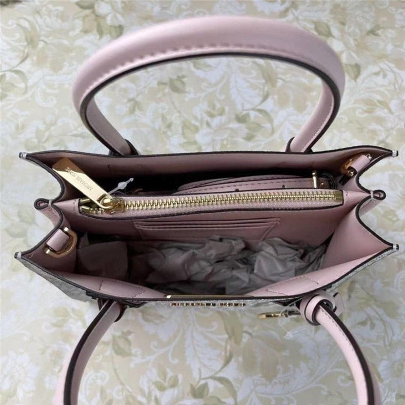 Michael Kors MICHAEL KORS MERCER MD SATCHEL MESSENGER SIG VANILLA PINK Size ONE SIZE - 4 Thumbnail