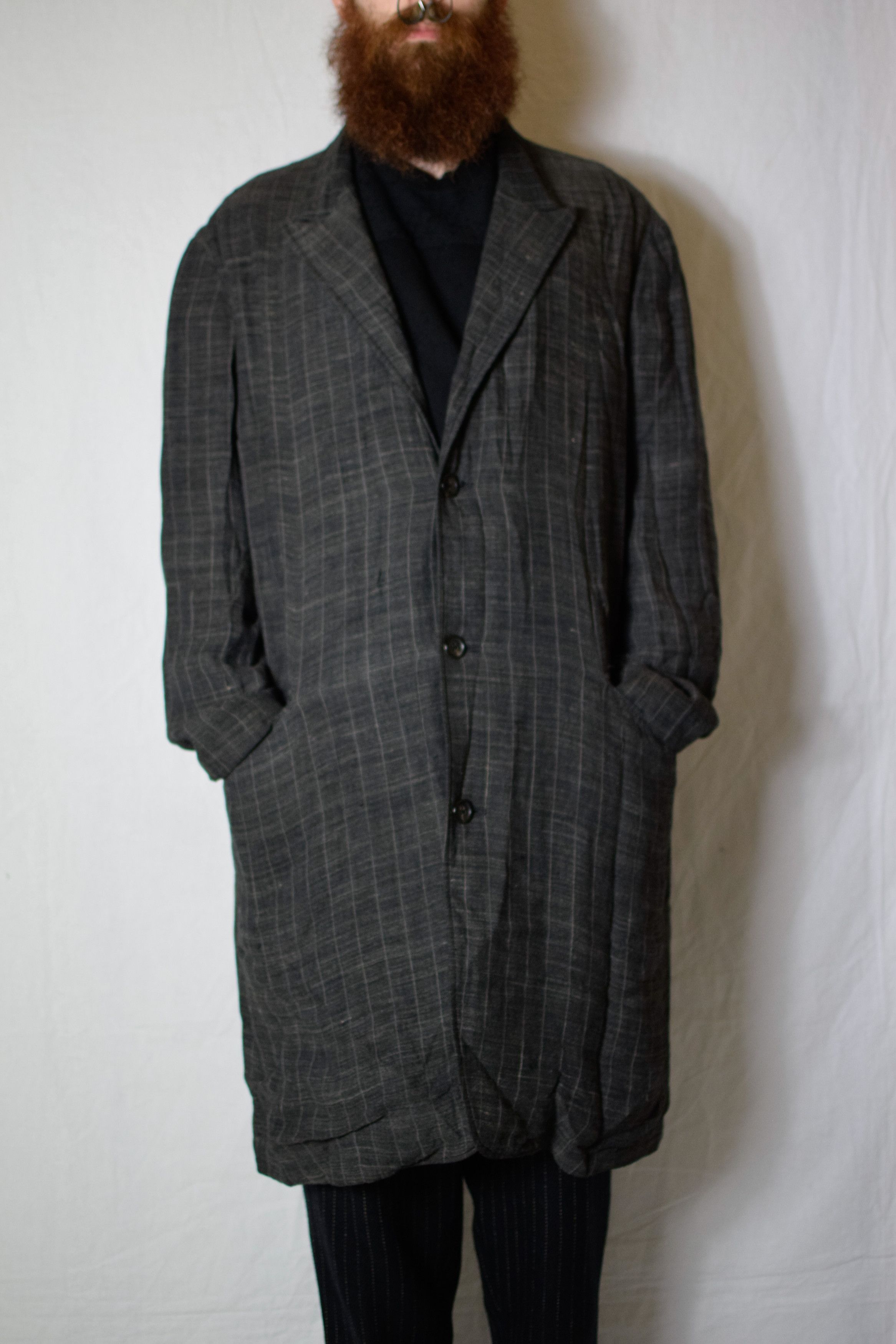 Yohji Yamamoto YYPH SS98 Linen Check Coat - HJ-J48-233 Size US L / EU 52-54 / 3 - 6 Thumbnail