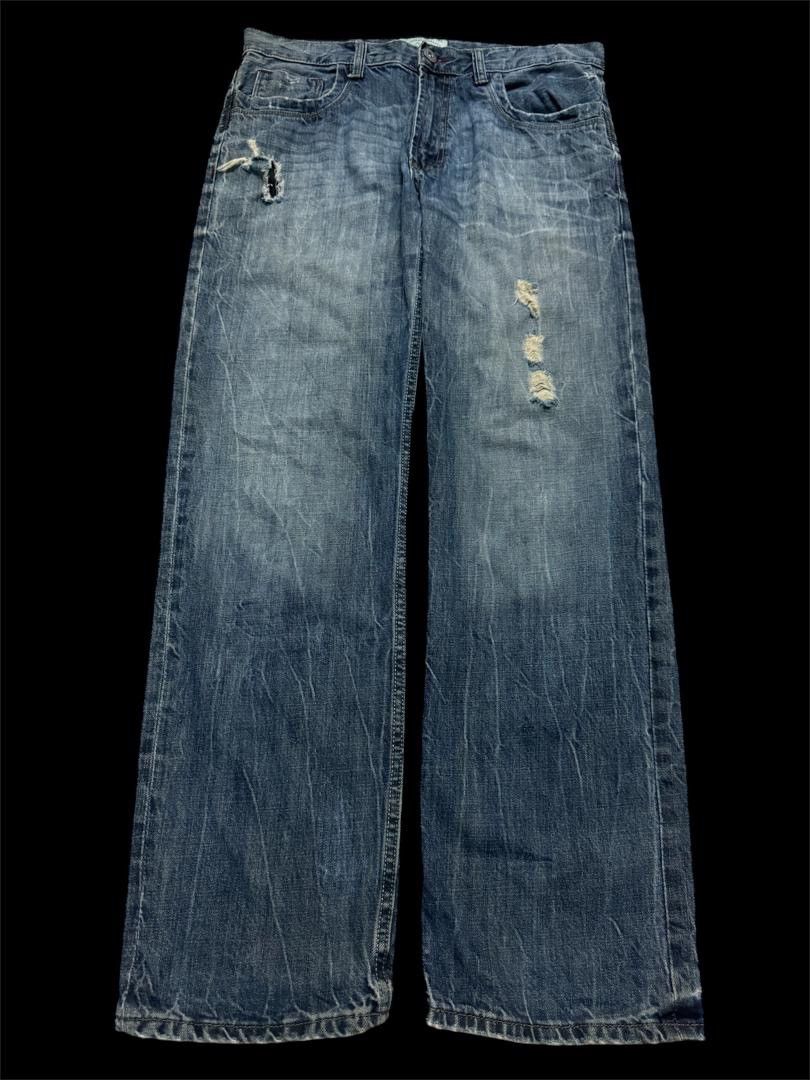 Japanese Brand Insane Aeropostale Mudwash Distressed Ripped Straight Leg Size US 33 - 1 Thumbnail
