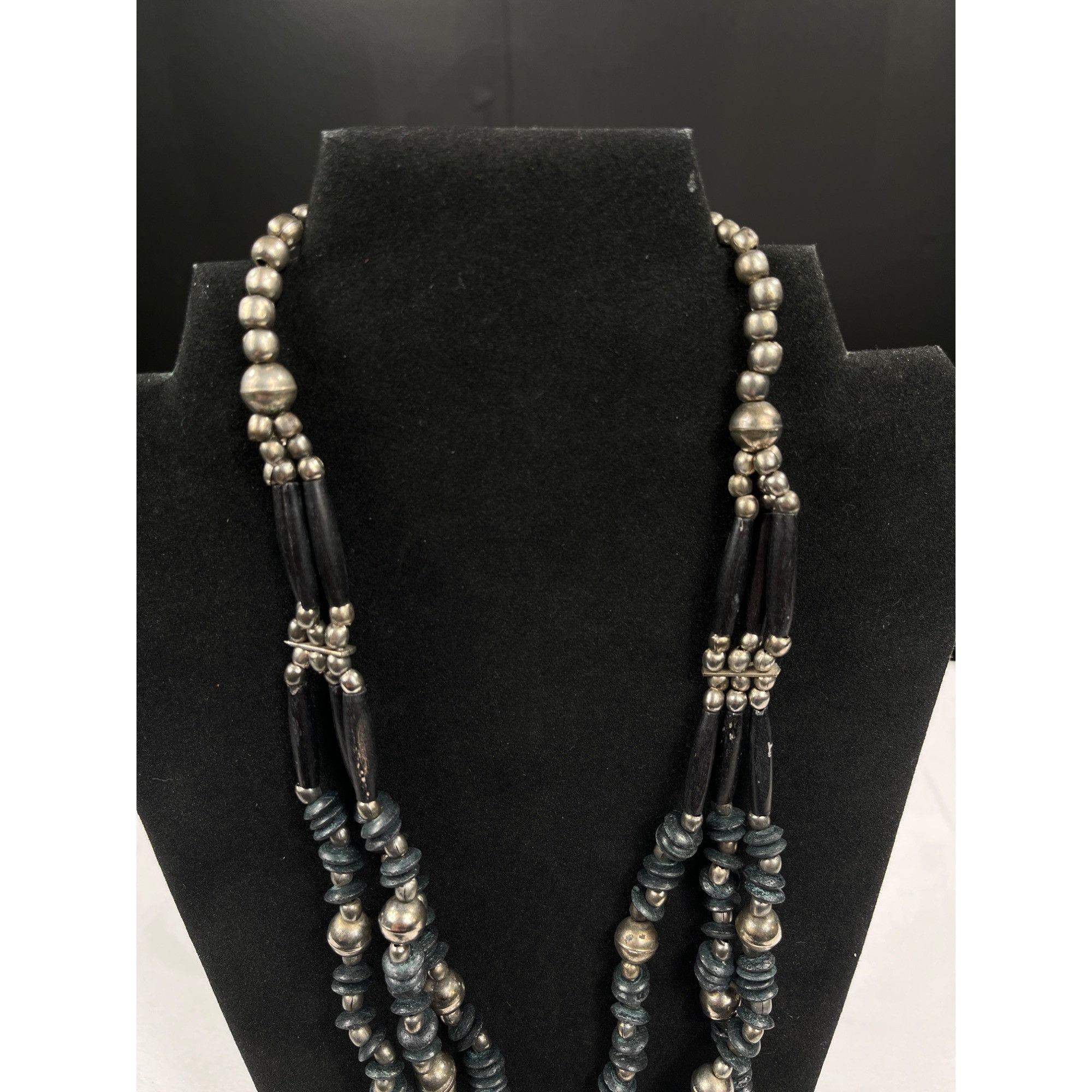 Vintage Vintage SKU 7863 Multi Strand Black and Silver Boho Beaded N Size ONE SIZE - 3 Thumbnail