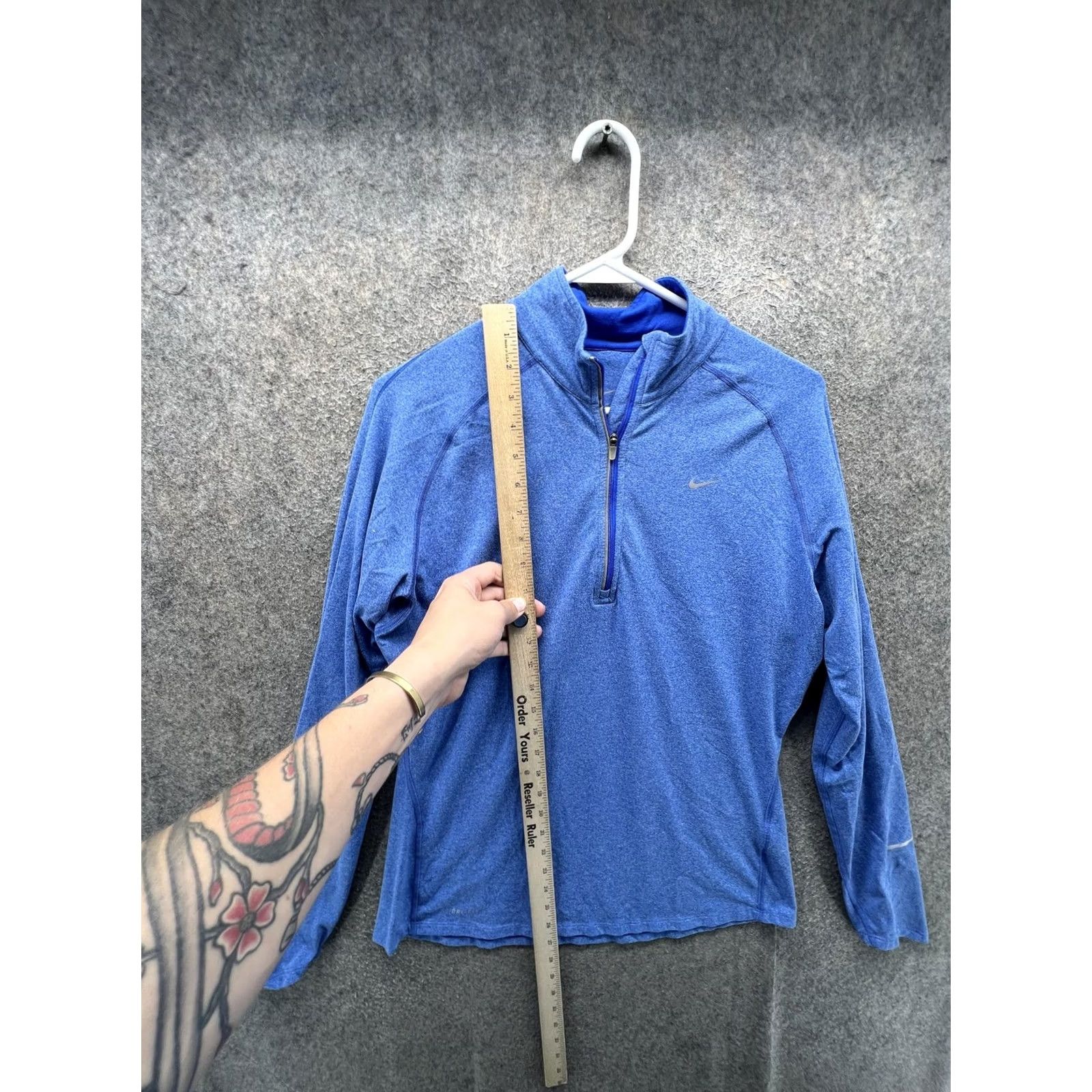 Nike Nike Dri-FIT Pullover Mens Large Blue 1/4 Zip Long Sleeve Running Shirt Top Size US L / EU 52-54 / 3 - 2 Thumbnail