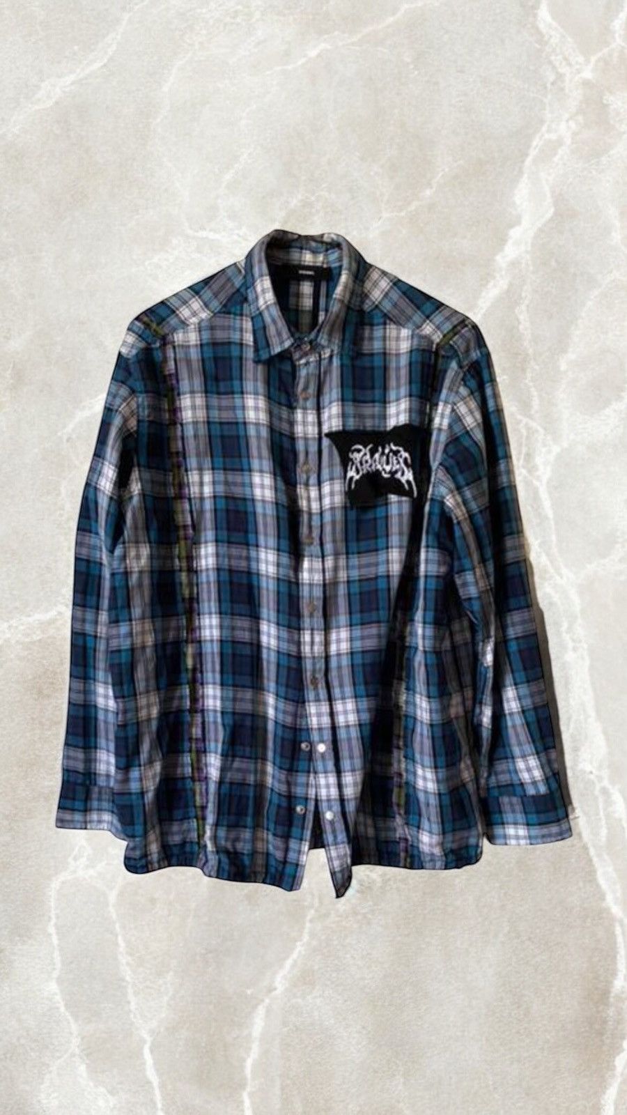 Diesel × Vintage DIESEL PATCHWORK CHECKED Plaid Shirt Artwork y2k Flannel Size US M / EU 48-50 / 2 - 2 Thumbnail