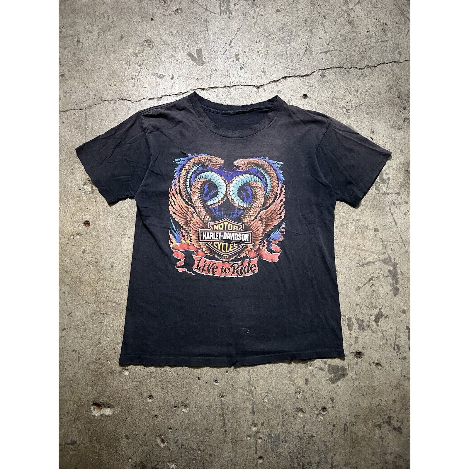 Harley Davidson × Vintage Vtg Harley Davidson Snake Live Ride Valley Forge Montgomery Size US L / EU 52-54 / 3 - 1 Thumbnail