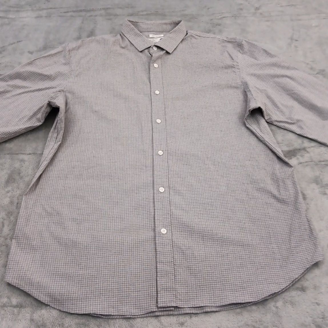 Old Navy Old Navy Shirt Mens XL Slim Fit Gray Plaid Long Sleeve Button Up Cotton Blend Mens XL Slim Fit Button-Up Shirt Gray Plaid Size US XL / EU 56 / 4 - 4 Thumbnail