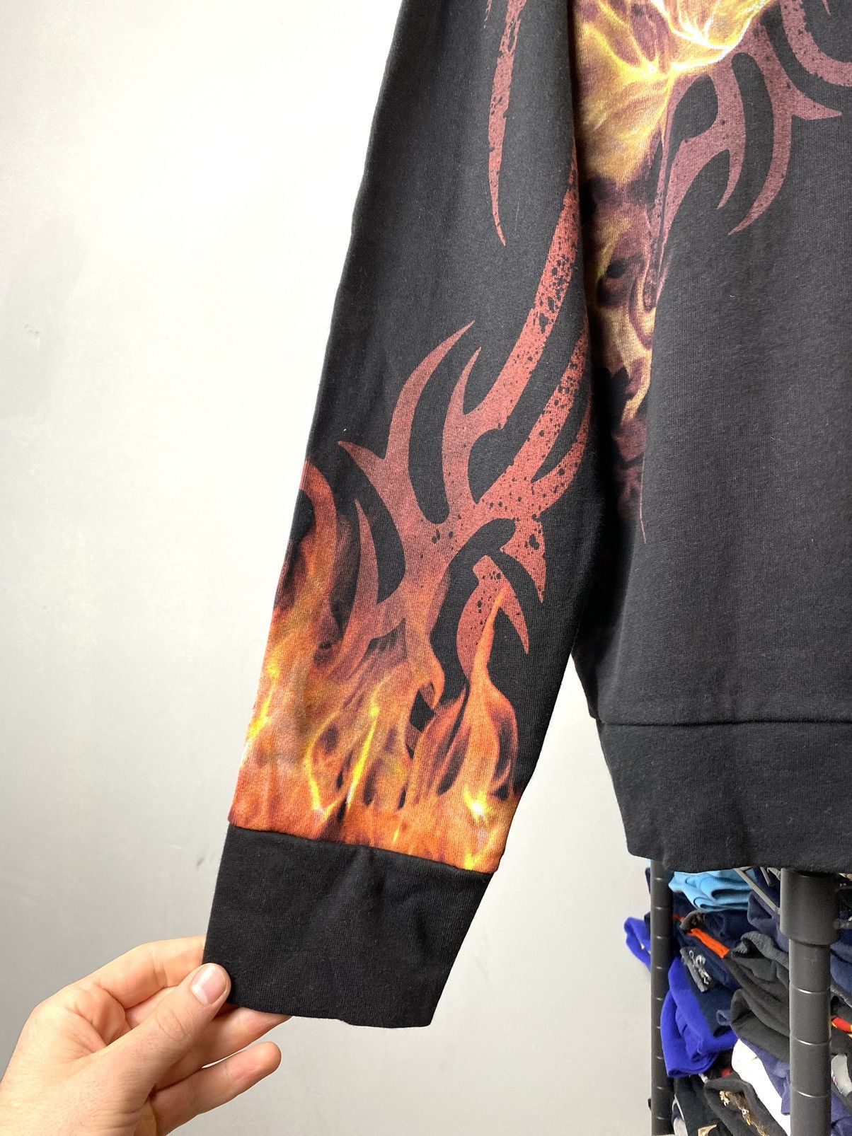 Vintage Vintage Spiral Full Print Flame Skull Hoodie Megadeth Korn Size US L / EU 52-54 / 3 - 5 Thumbnail