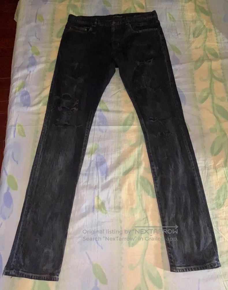 Saint Laurent Paris Saint Laurent Paris Oil-stained cut destroyed denim pants Size US 32 / EU 48 - 1 Thumbnail