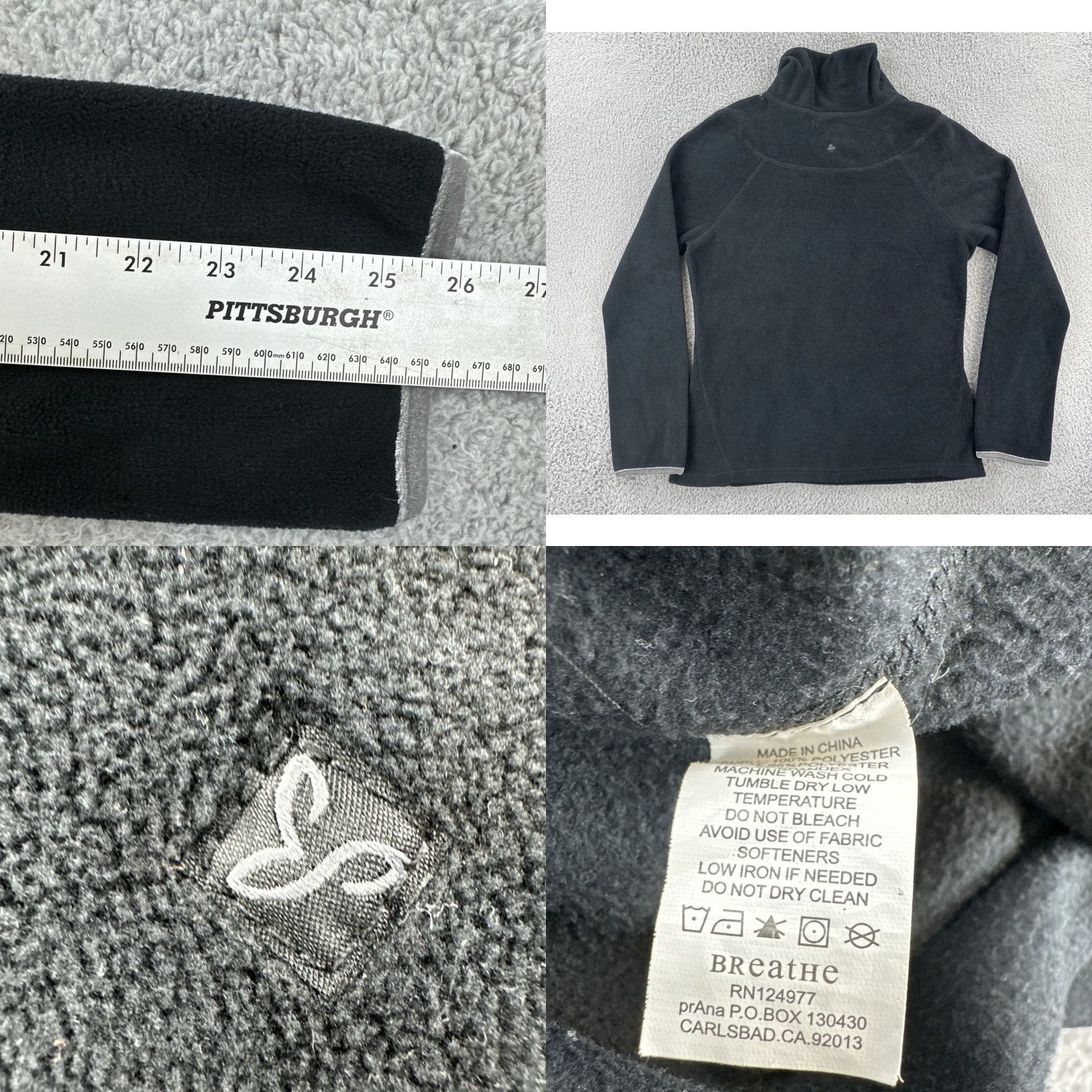 Prana VINTAGE PrAna Women’s Size XL Black Pullover Fleece Lightweight Packable Layer Hiking Size XL / US 12-14 / IT 48-50 - 9 Thumbnail