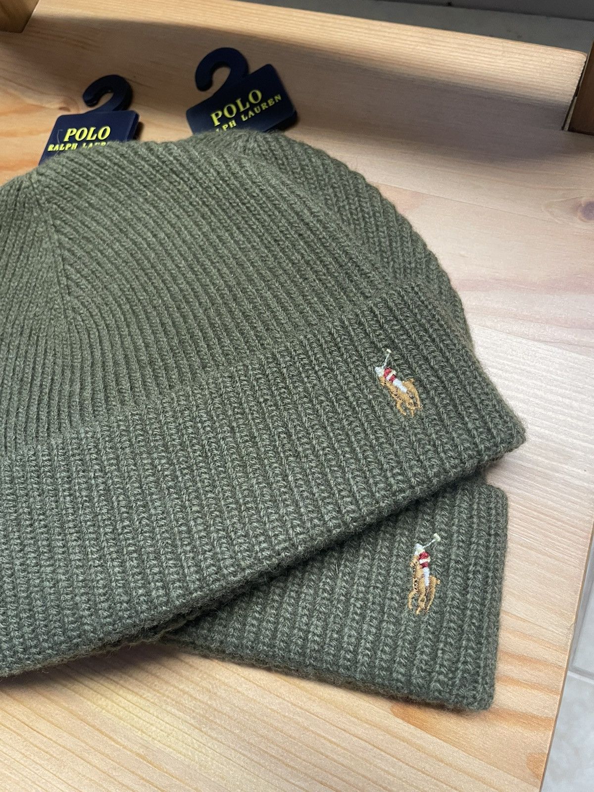 Polo Ralph Lauren Polo Ralph Lauren Beanie Olive Green Hat RL Knit Wool NWT Size ONE SIZE - 7 Thumbnail