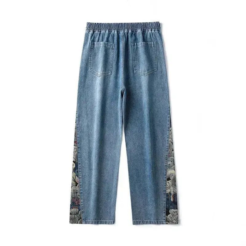 Japanese Brand Jeans baggy wide-leg with bear print outdoor hip-hop style Size US 34 / EU 50 - 5 Thumbnail